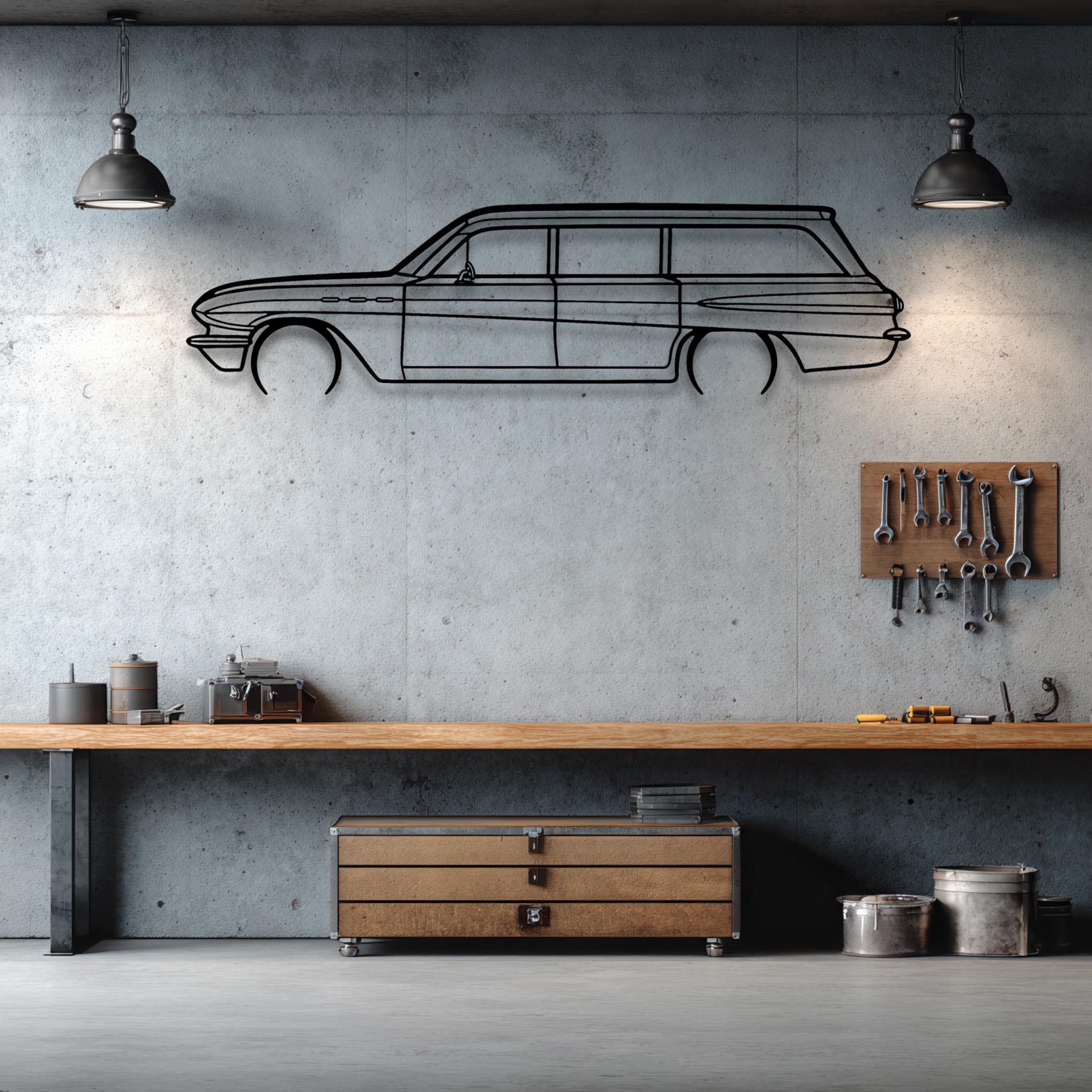 Special Wagon 1962 Detailed Silhouette Metal Wall Art