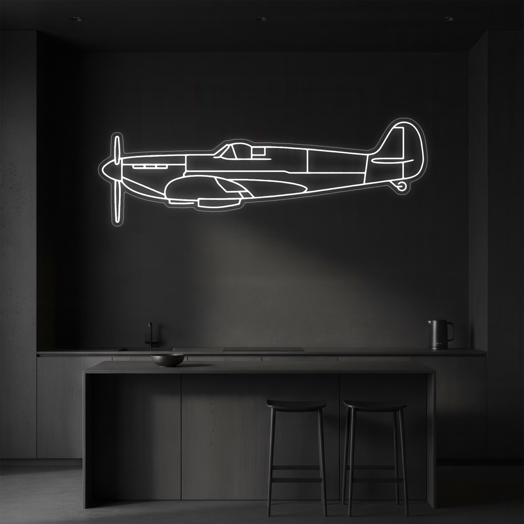 Spitfire Mk II Neon Silhouette
