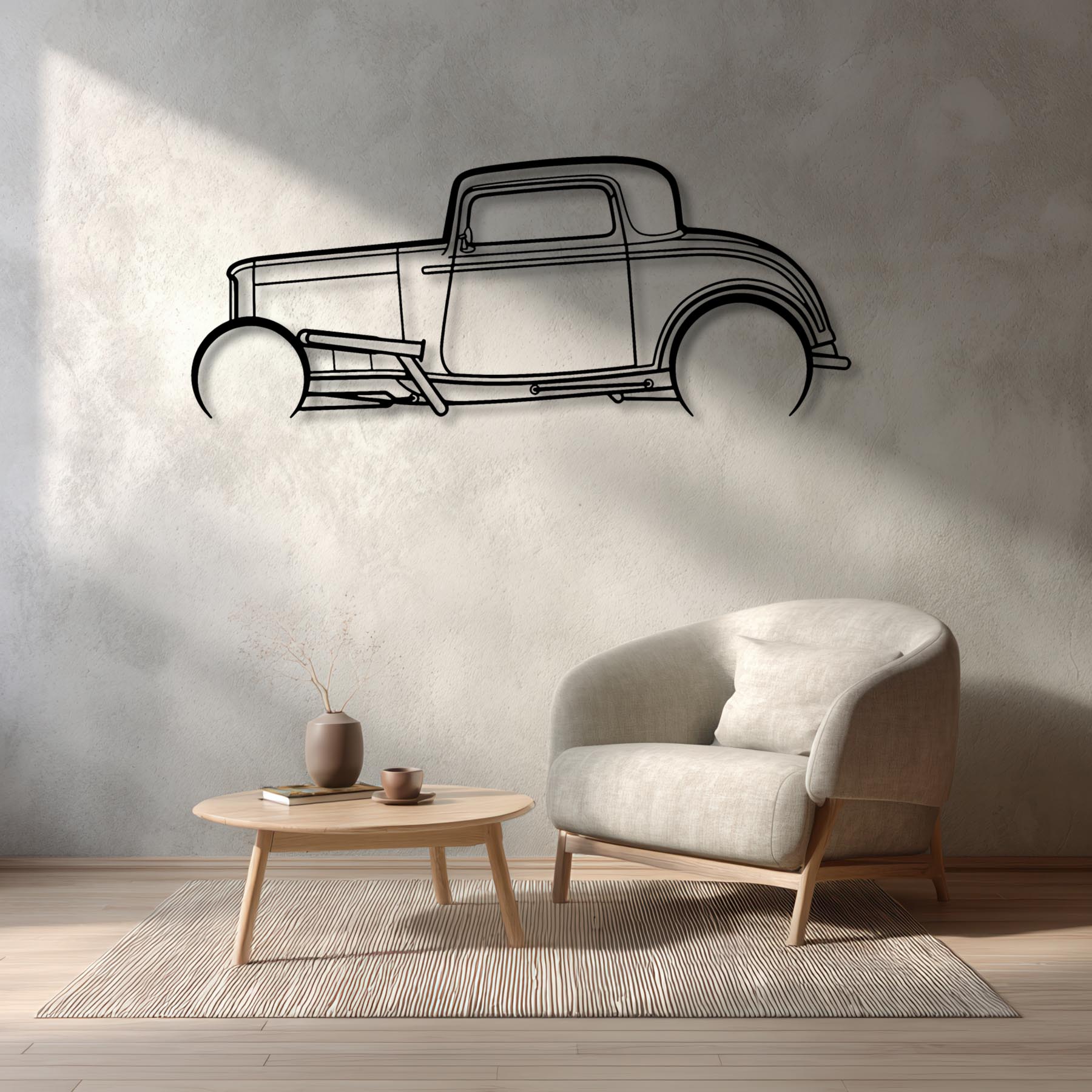 Street Rod 1932 Detailed Silhouette Metal Wall Art