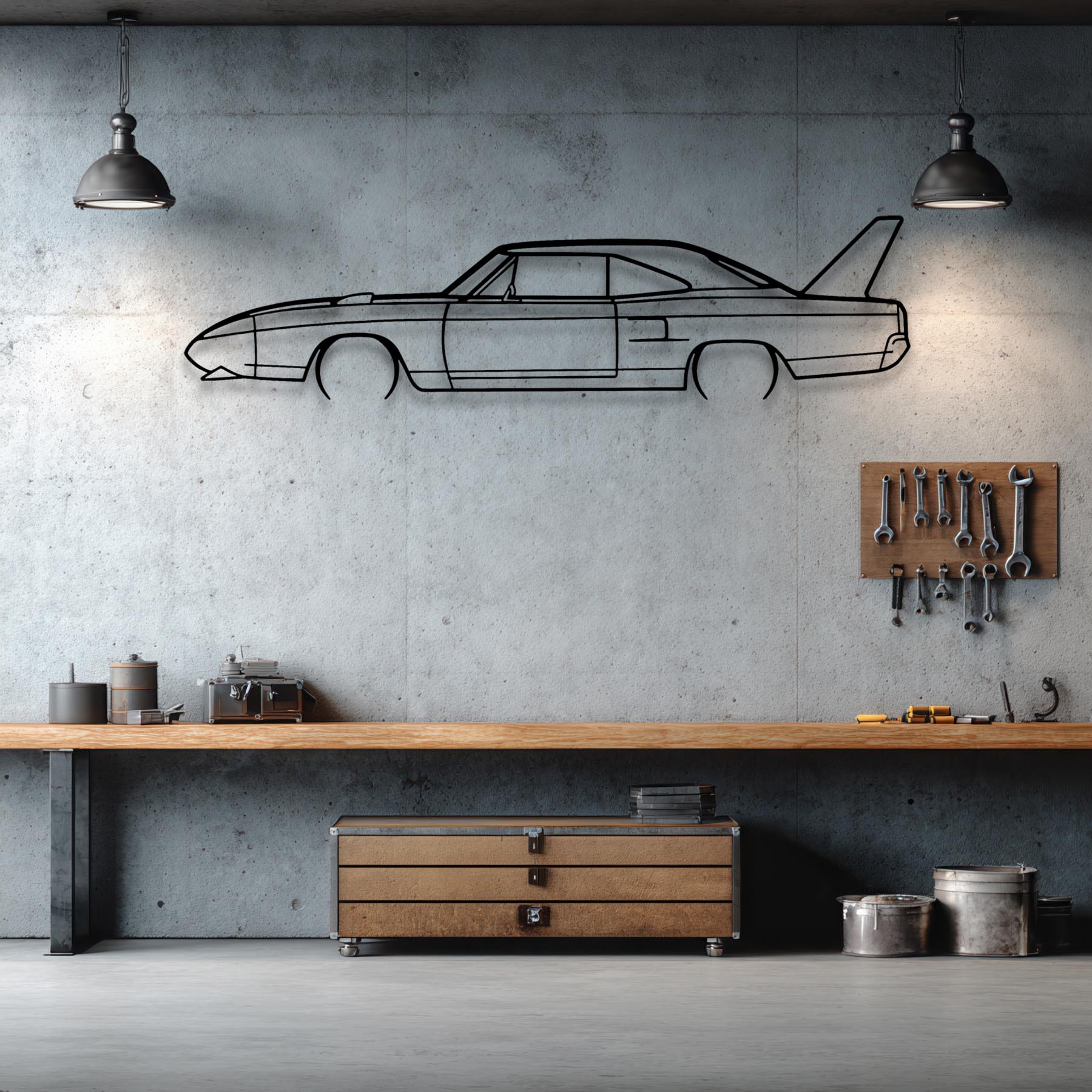 Superbird 1970 Detailed Silhouette Metal Wall Art