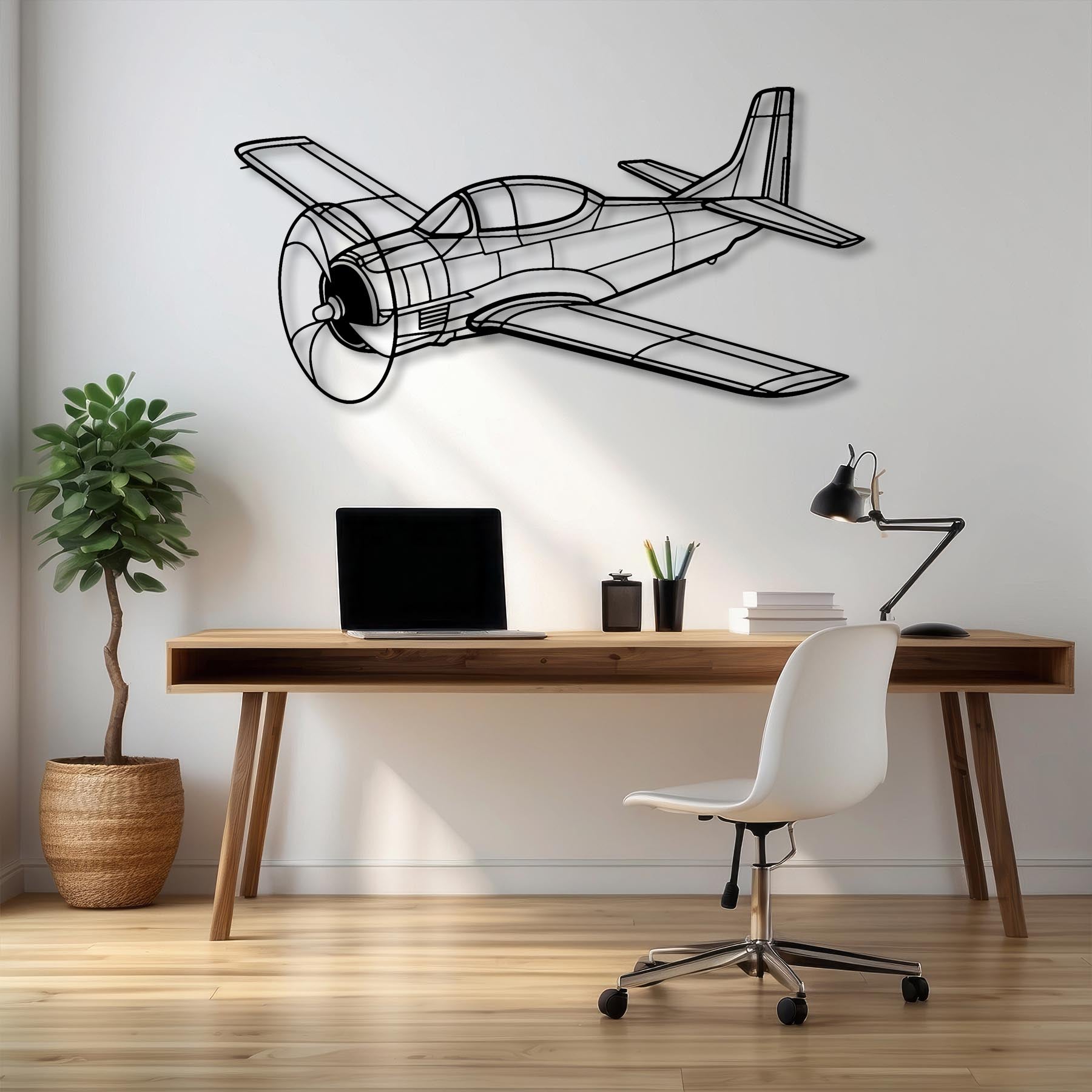 T-28 Trojan Angle Metal Aircraft Wall Art - NCP0141