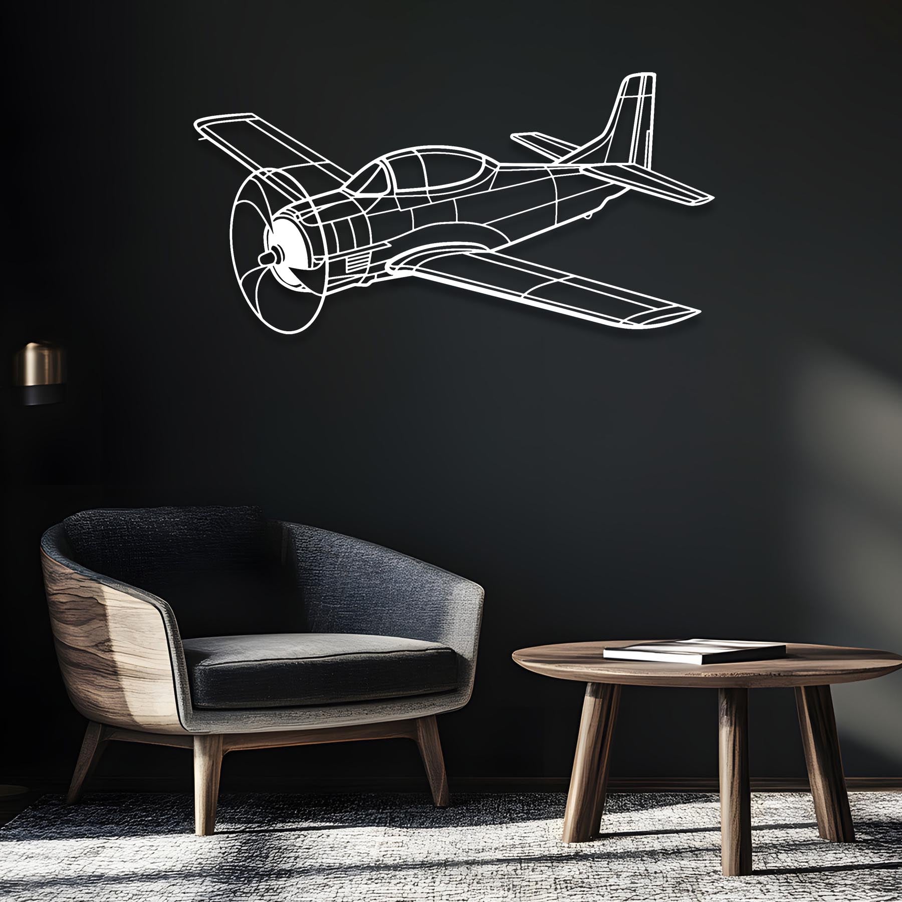 T-28 Trojan Angle Metal Aircraft Wall Art - NCP0141