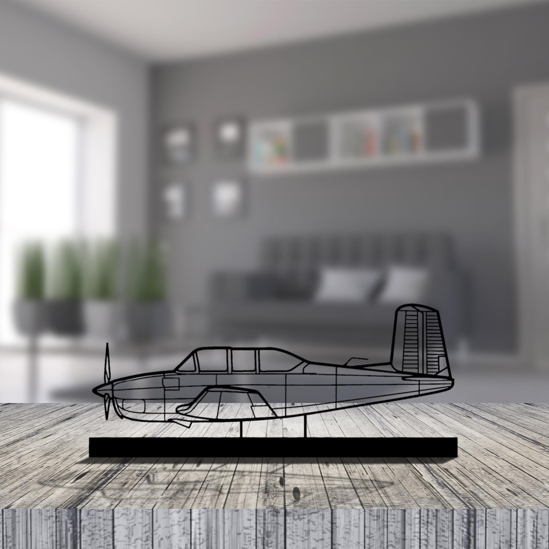 T-34A Mentor Silhouette Metal Art Stand