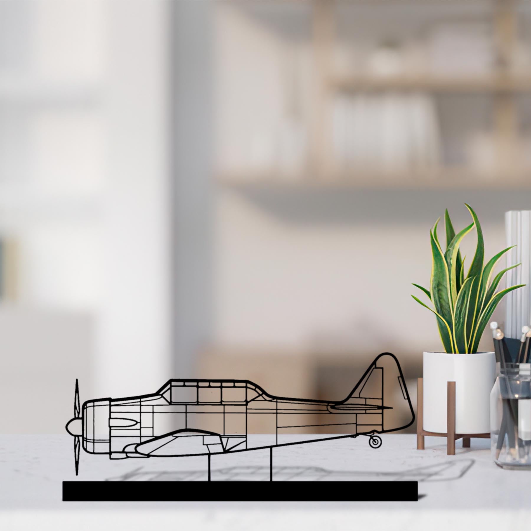 T-6G Texan Silhouette Metal Art Stand