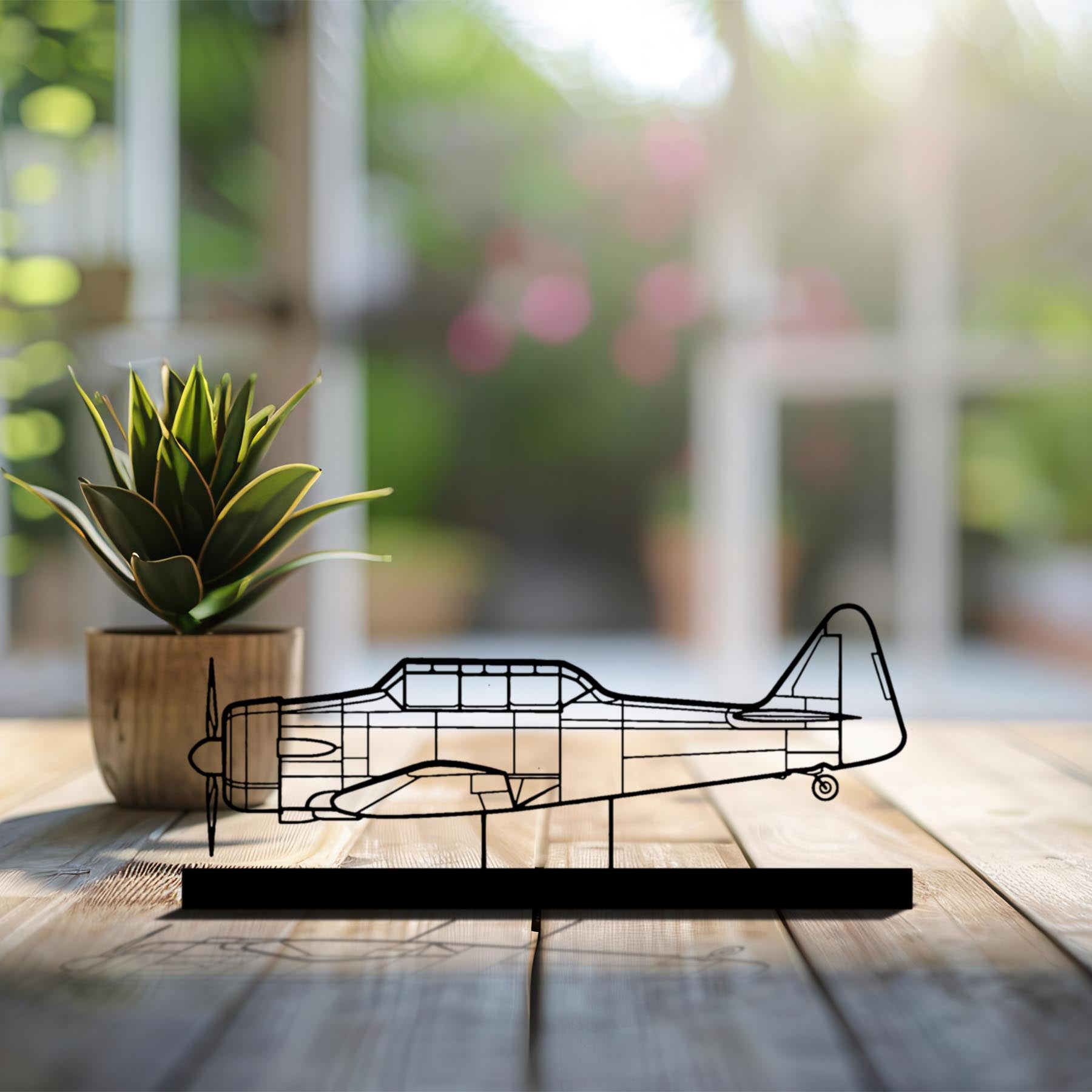 T-6G Texan Silhouette Metal Art Stand