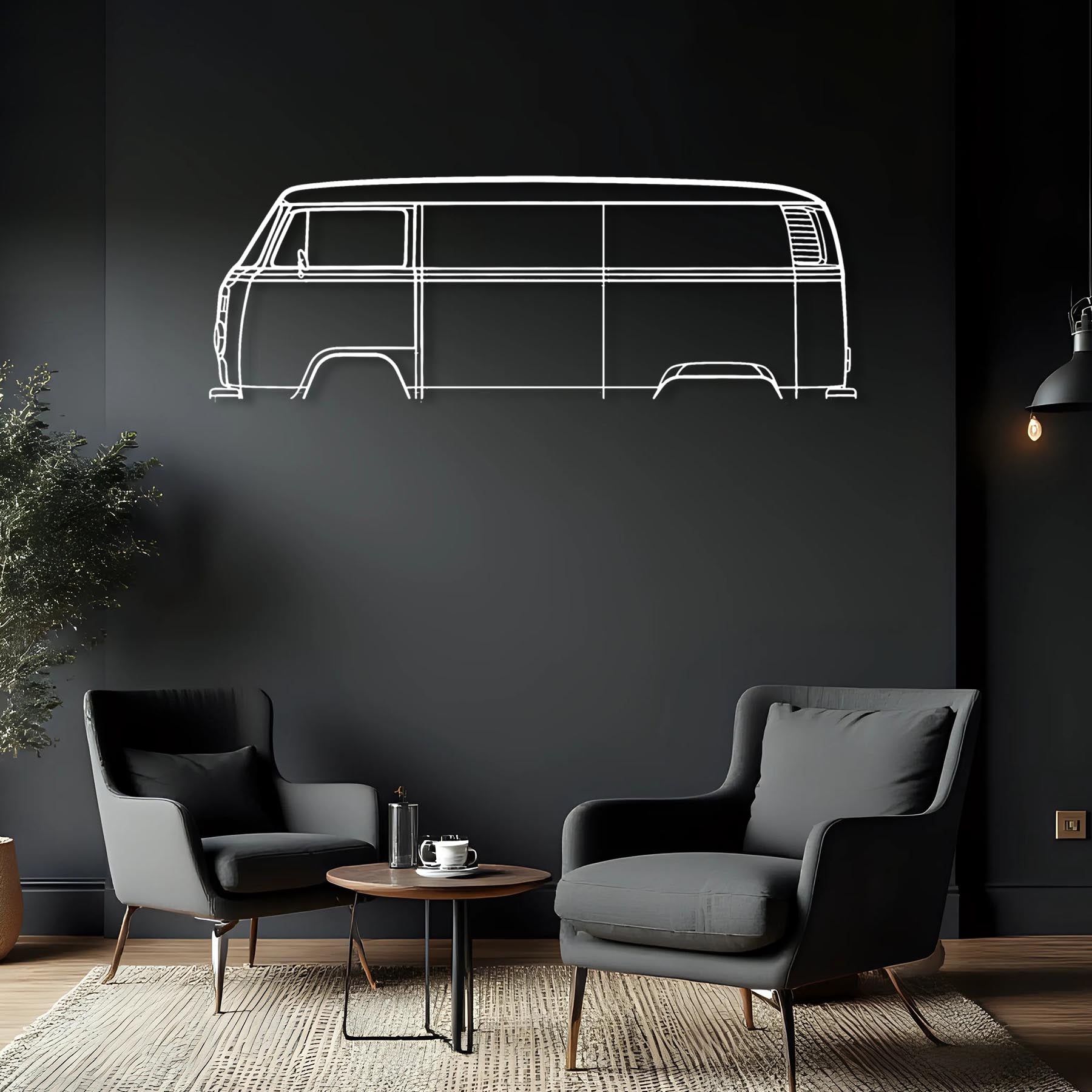 T2 Bus 1977 Classic Silhouette Metal Wall Art
