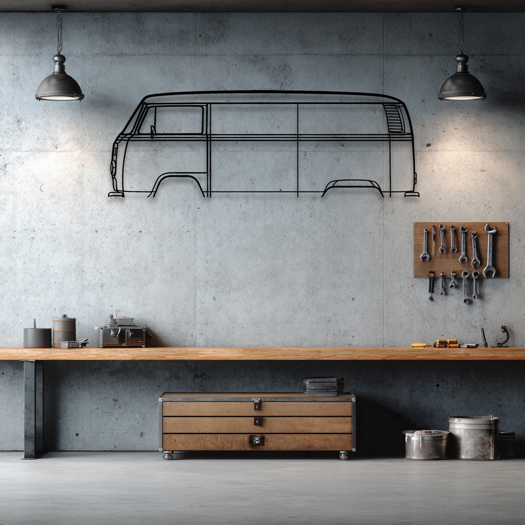 T2 Bus 1977 Classic Silhouette Metal Wall Art