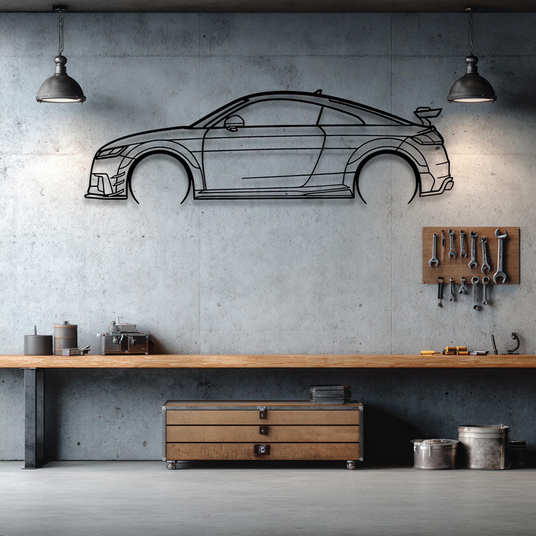 TT RS 8S 2017 Detailed Silhouette Metal Wall Art