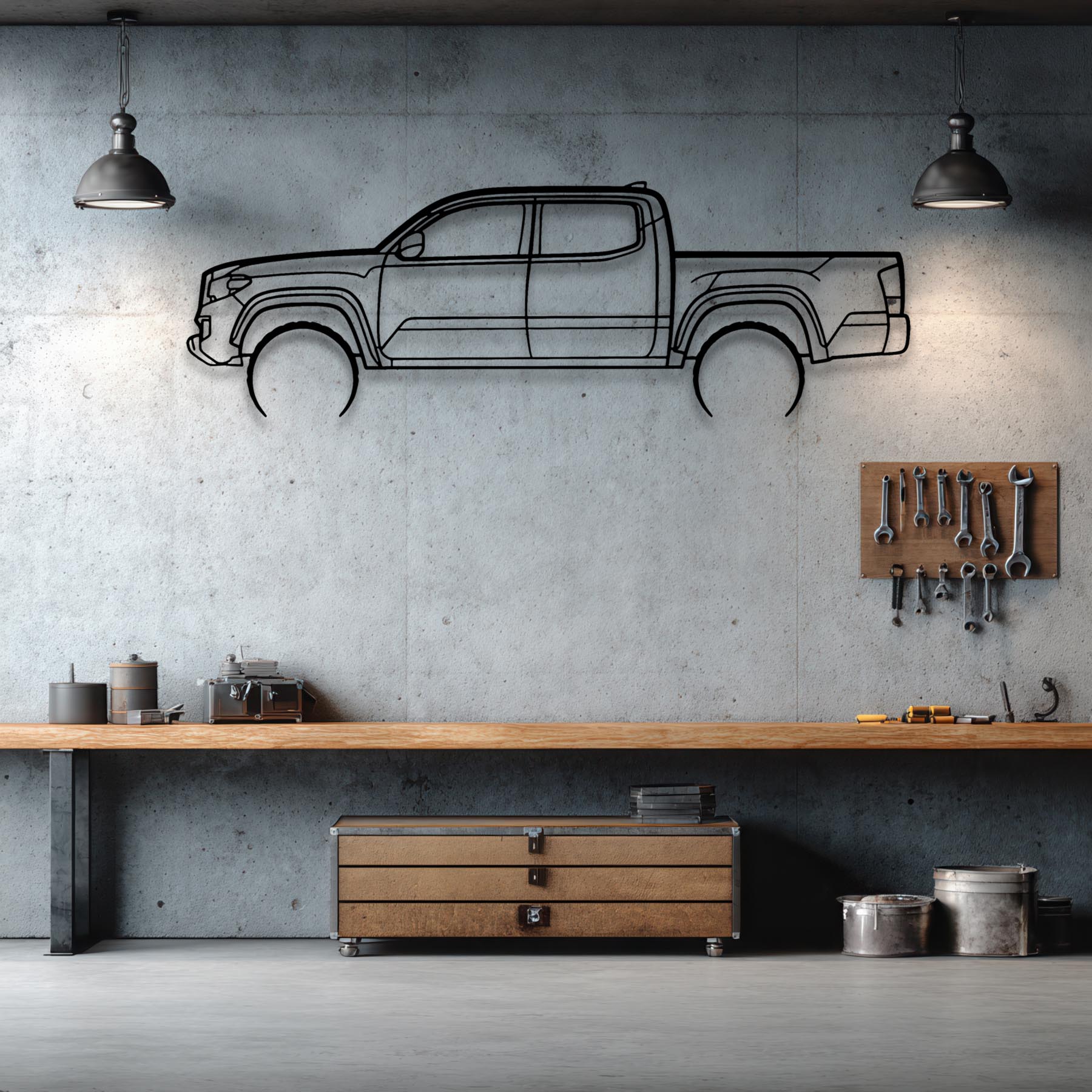 Tacoma Lunar Rock Detailed Silhouette Metal Wall Art