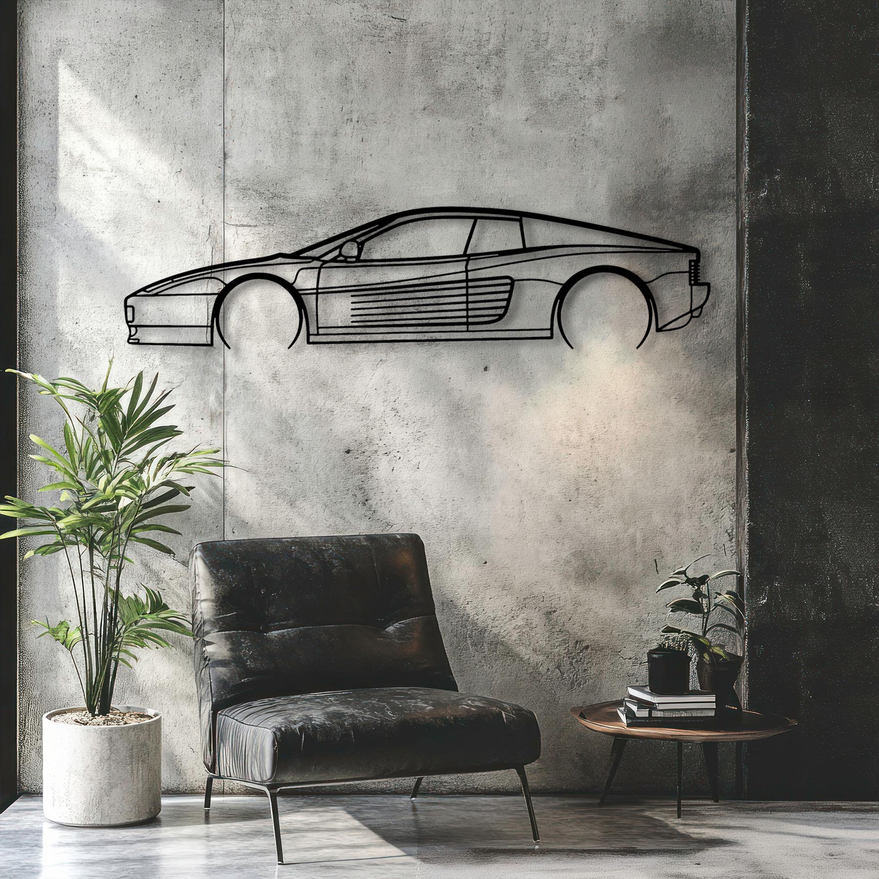 Testarossa Detailed Silhouette Metal Wall Art