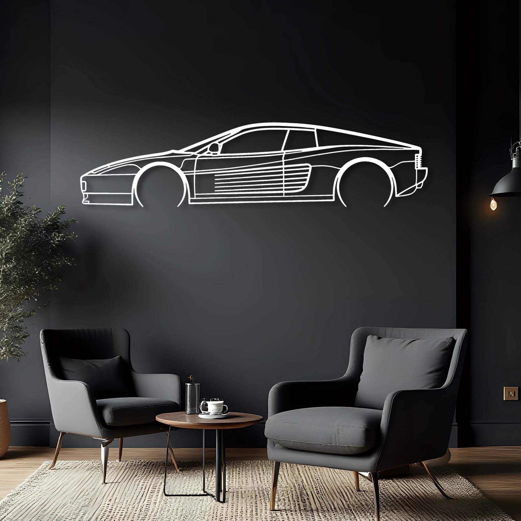 Testarossa Detailed Silhouette Metal Wall Art