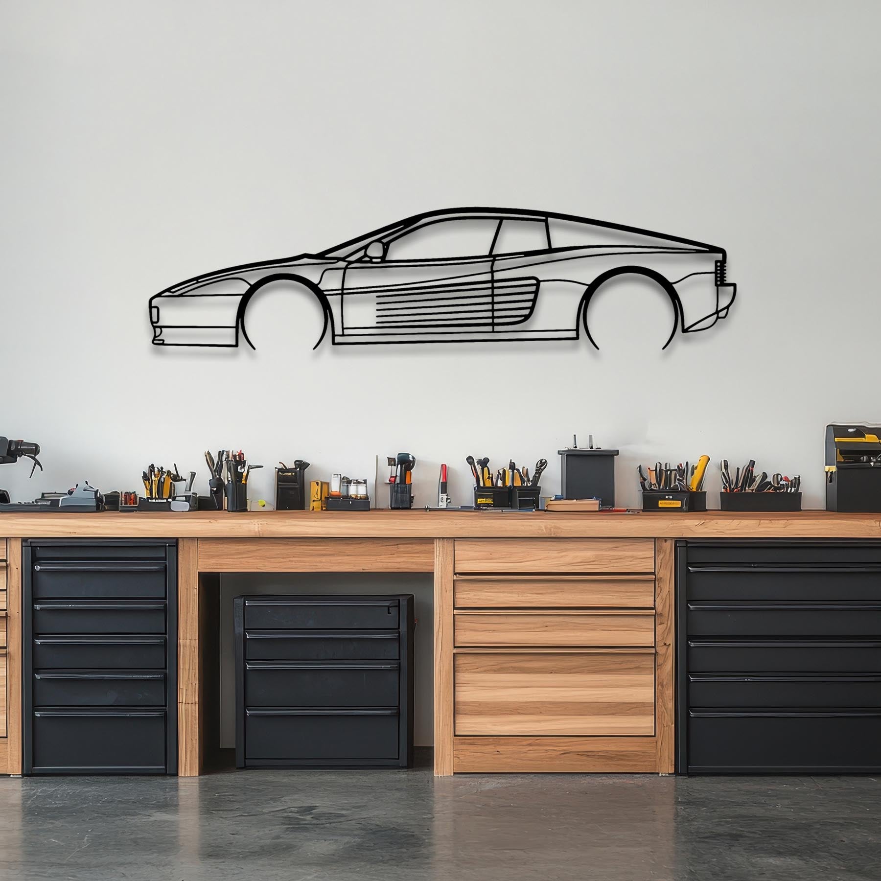 Testarossa Detailed Silhouette Metal Wall Art
