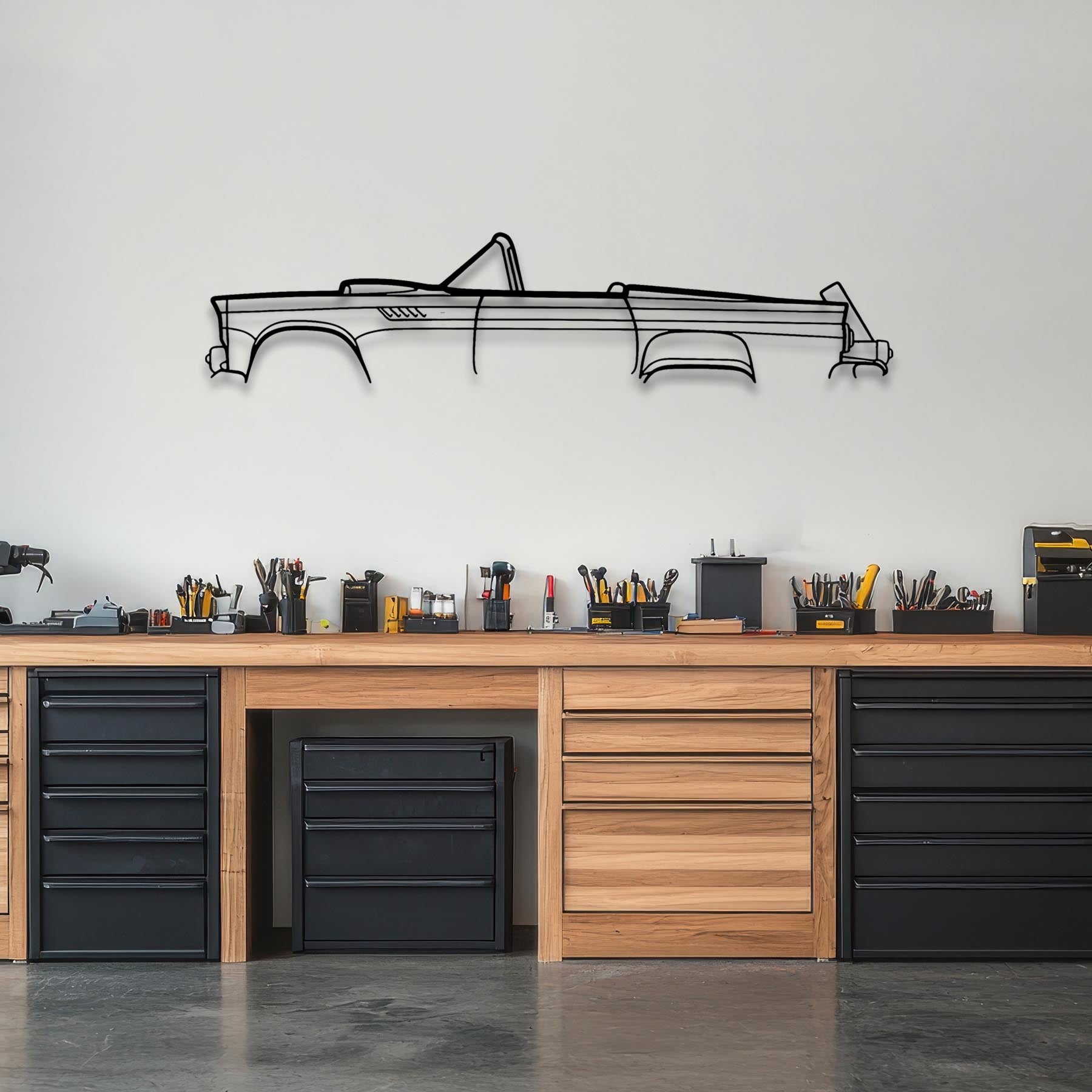 Thunderbird 1955 Classic Silhouette Metal Wall Art