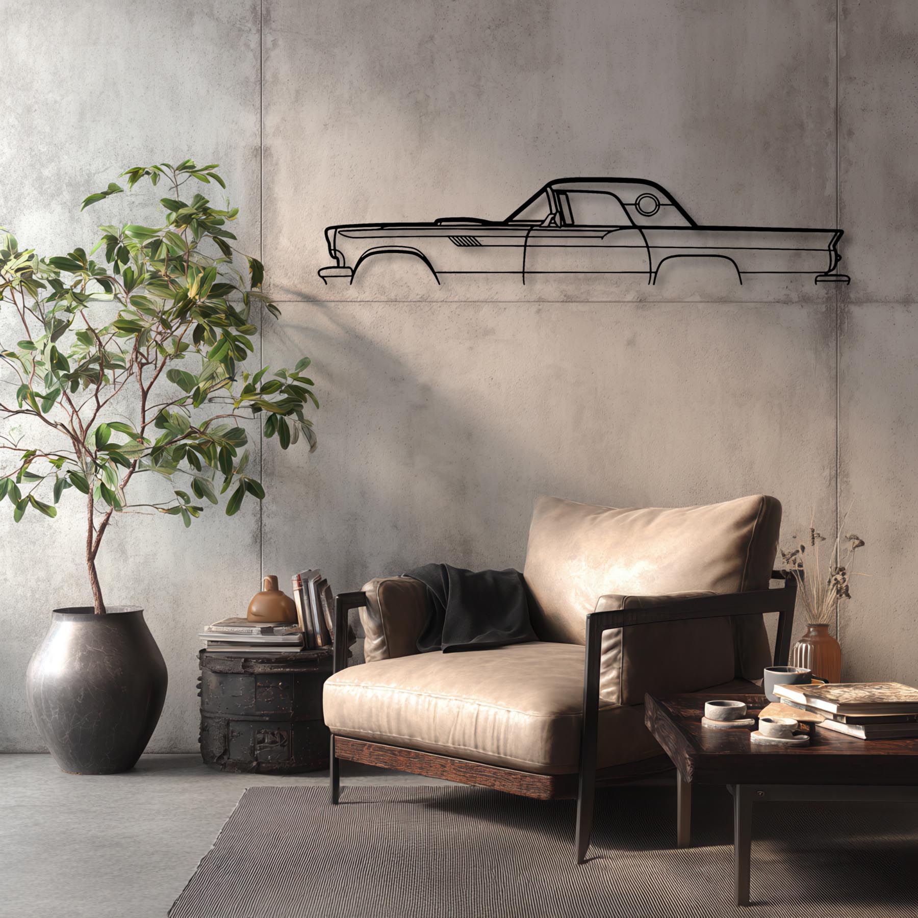 Thunderbird 1957 Classic Silhouette Metal Wall Art