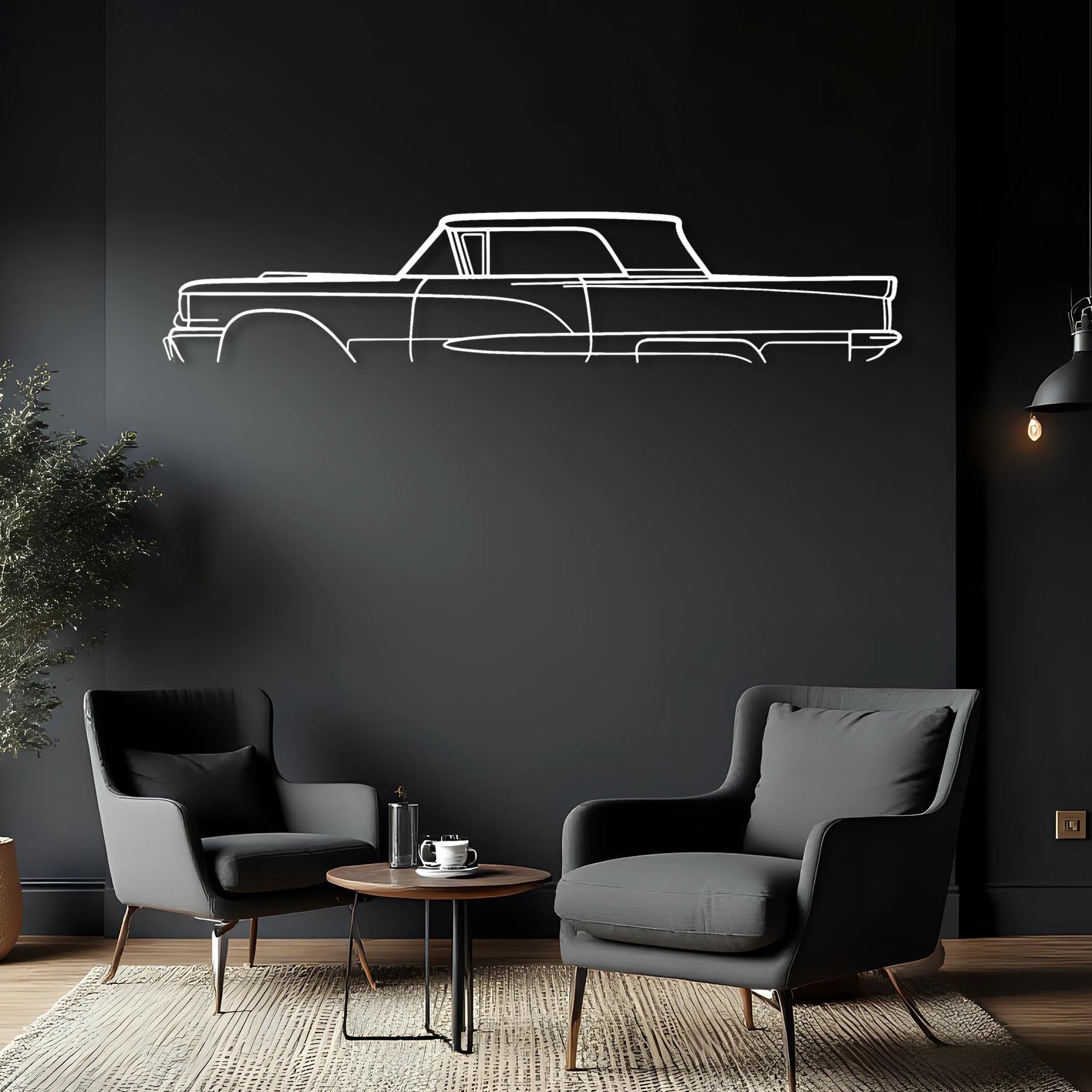 Thunderbird 1958 Classic Silhouette Metal Wall Art