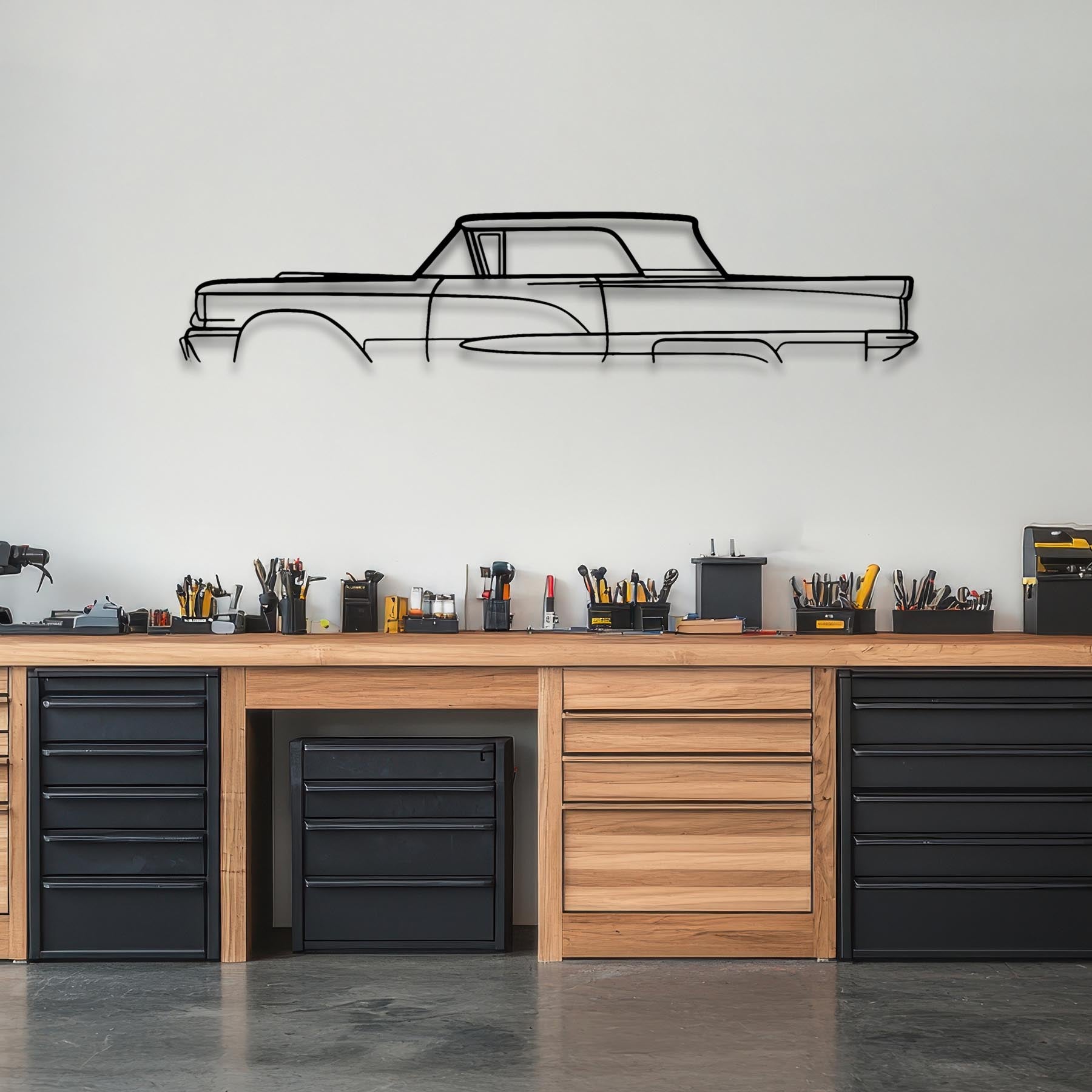 Thunderbird 1958 Classic Silhouette Metal Wall Art