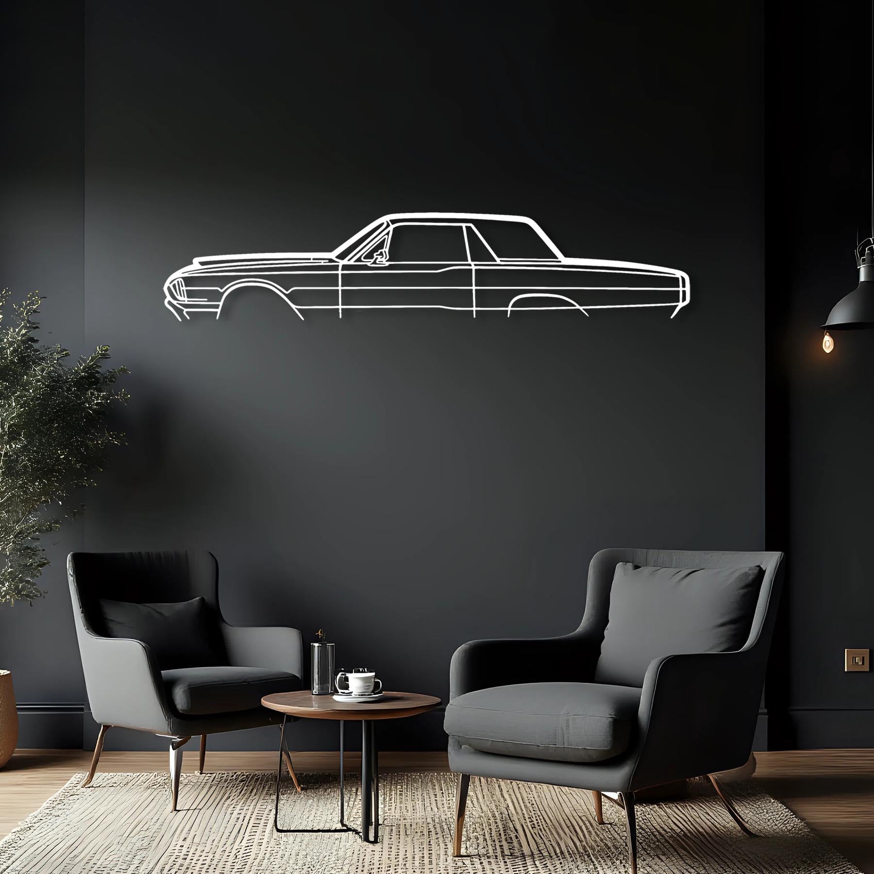 Thunderbird 1966 Classic Silhouette Metal Wall Art