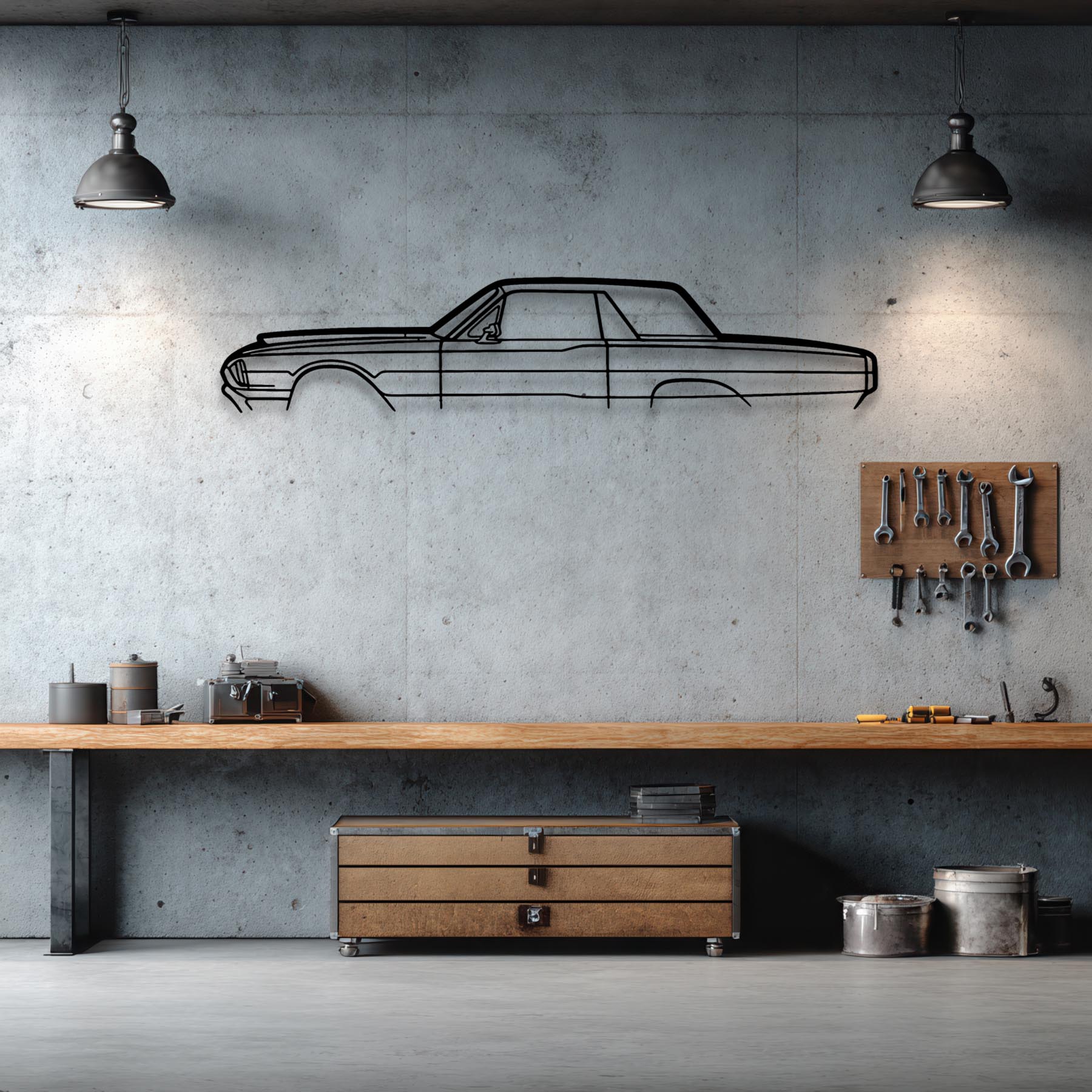 Thunderbird 1966 Classic Silhouette Metal Wall Art