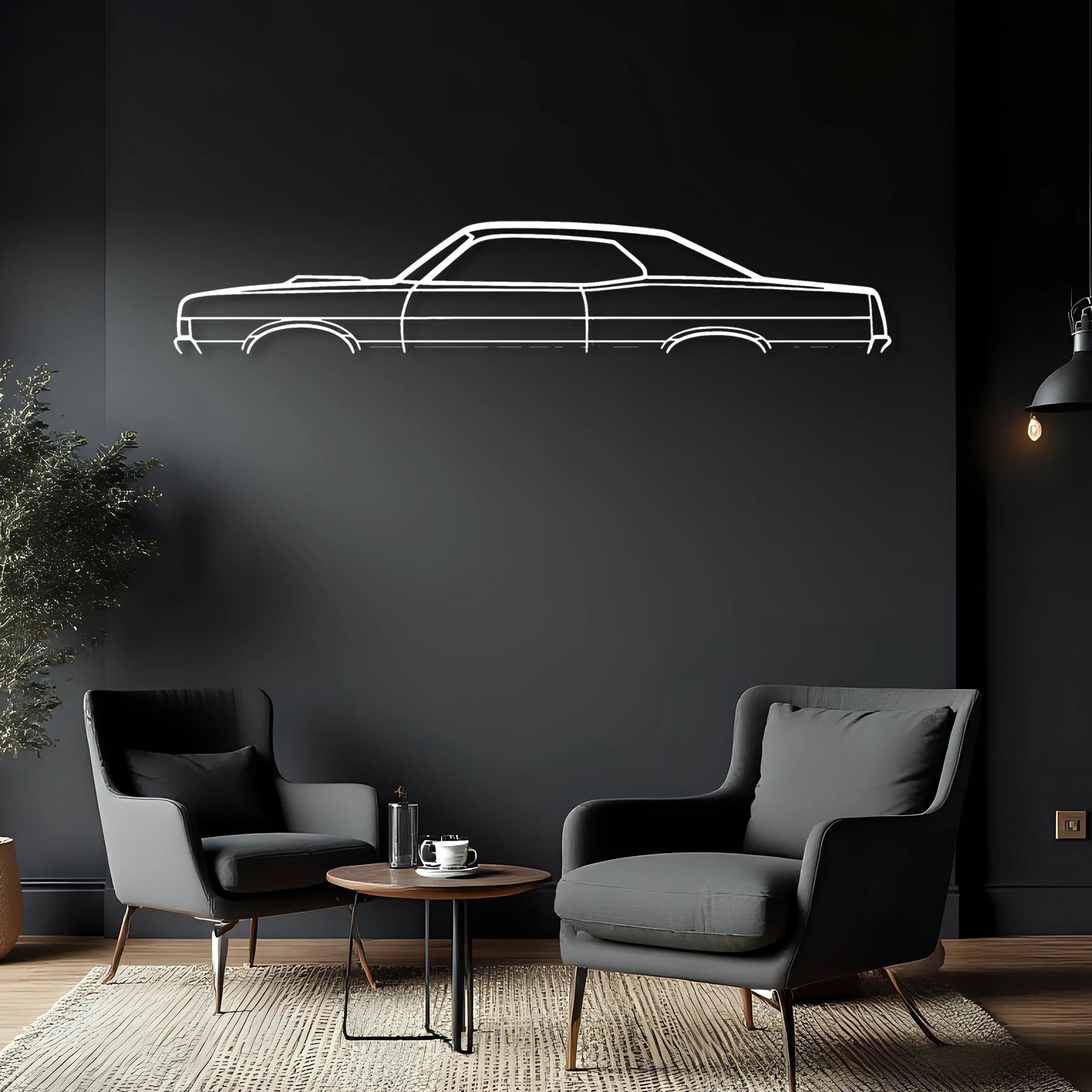Torino GT 1969 Classic Silhouette Metal Wall Art