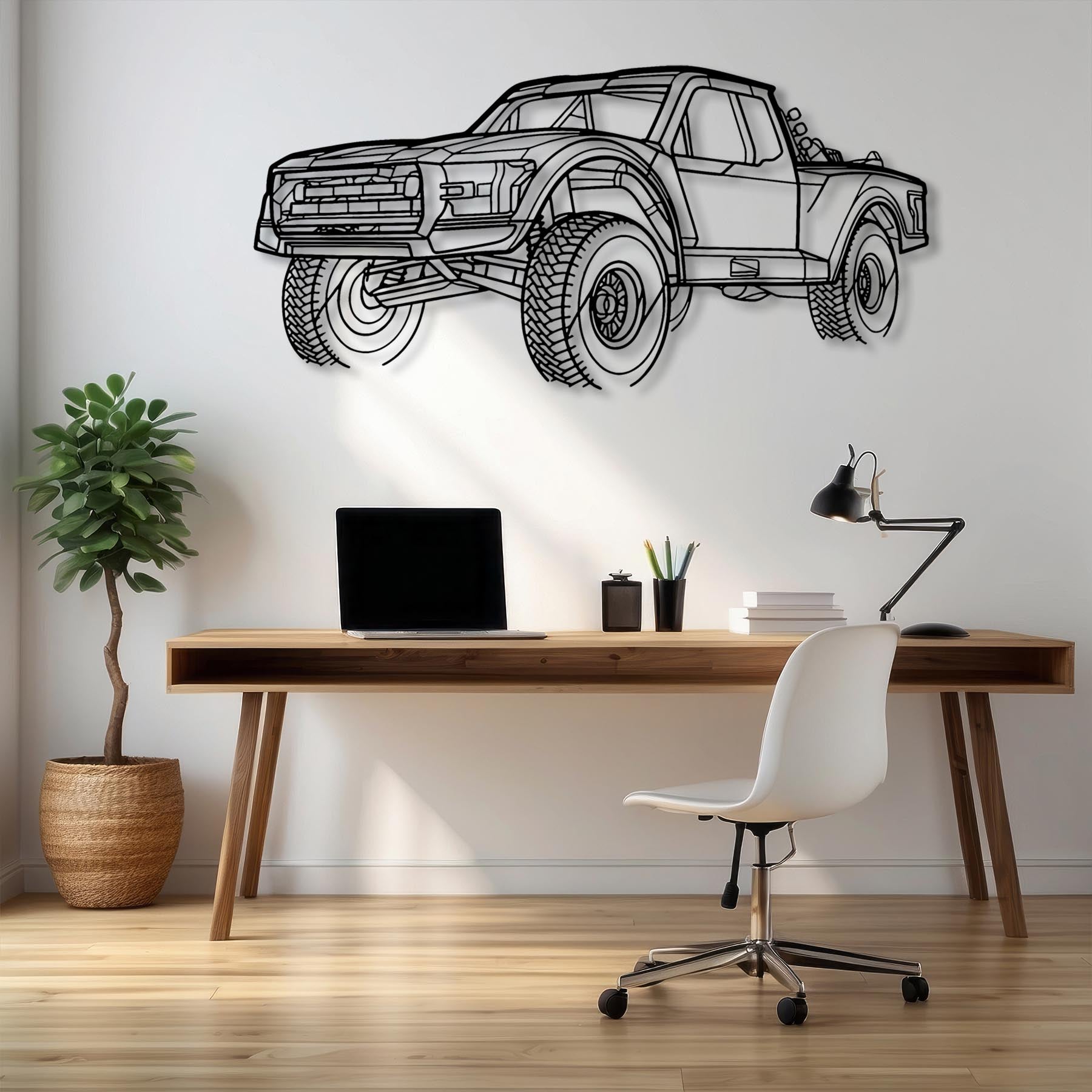 Trophy Truck 6100 Angle Silhouette Metal Wall Art