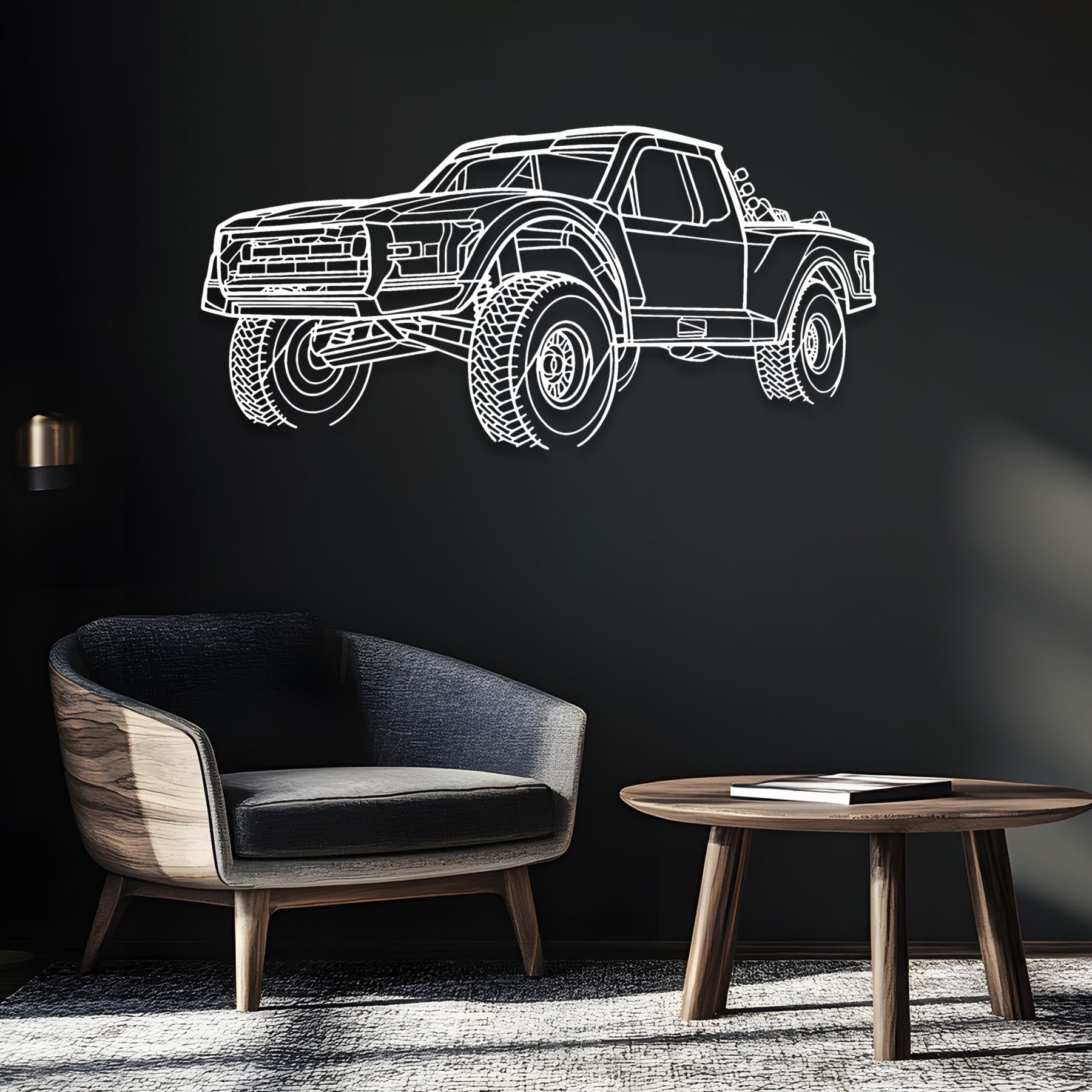 Trophy Truck 6100 Angle Silhouette Metal Wall Art