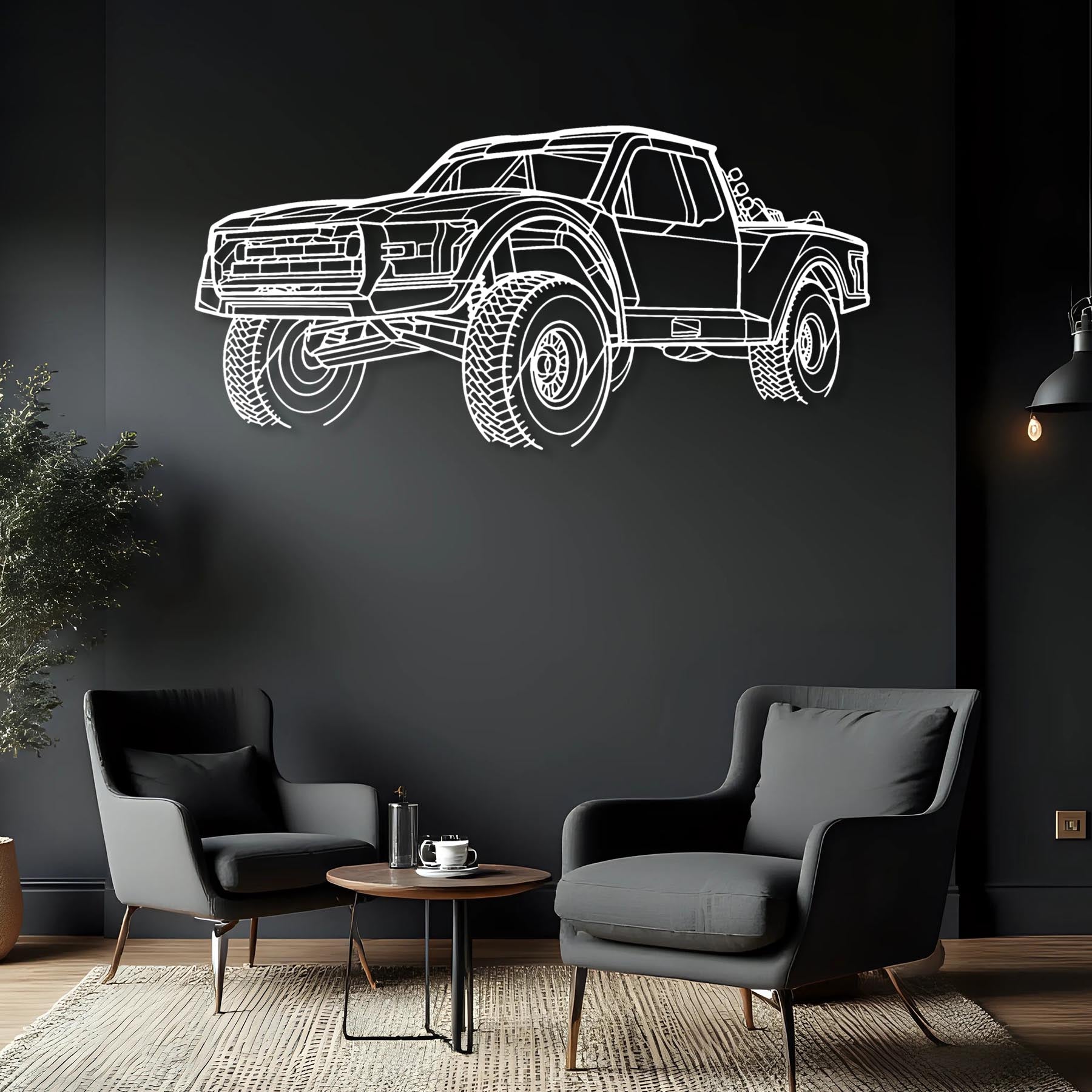 Trophy Truck 6100 Angle Silhouette Metal Wall Art