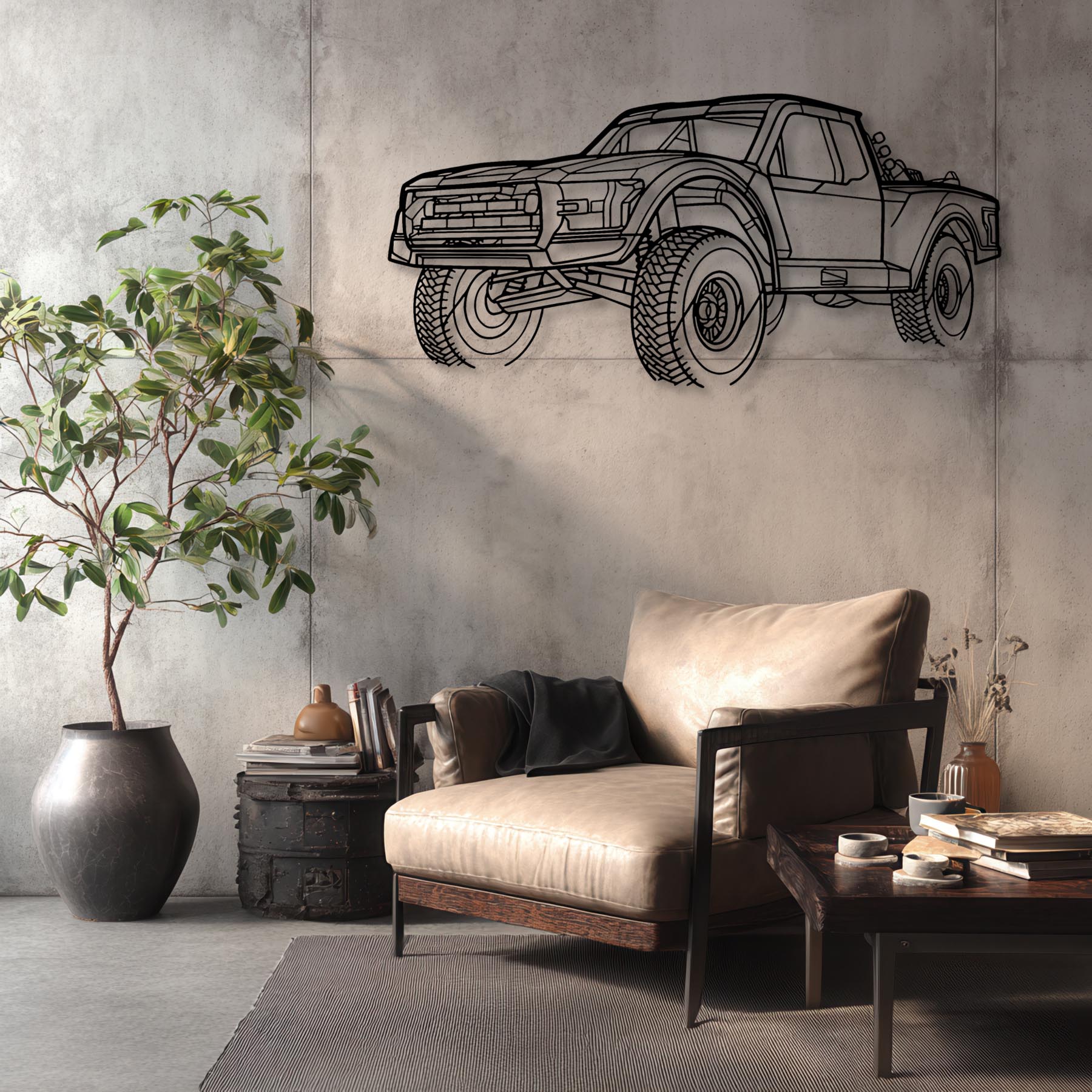 Trophy Truck 6100 Angle Silhouette Metal Wall Art