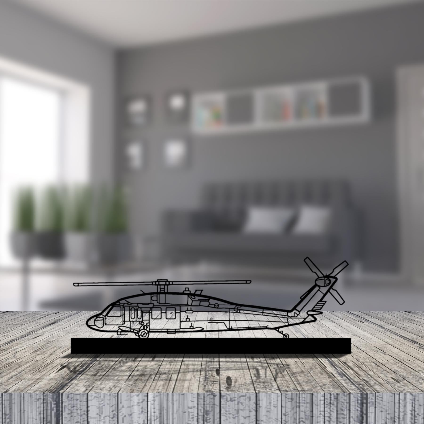 UH-60 Black Hawk Silhouette Metal Art Stand