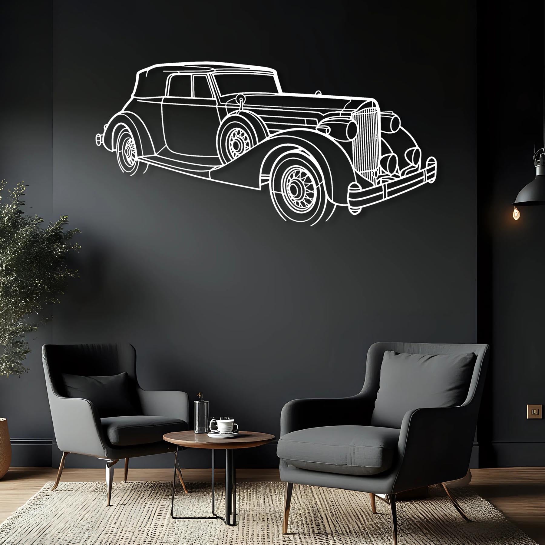 V12 1935 Victoria Angle Silhouette Metal Wall Art