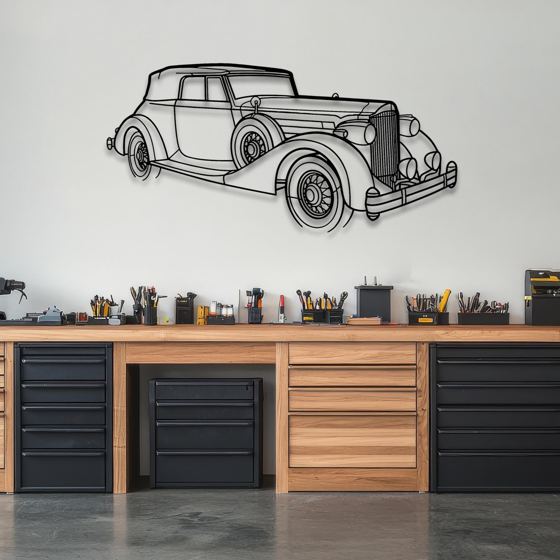 V12 1935 Victoria Angle Silhouette Metal Wall Art