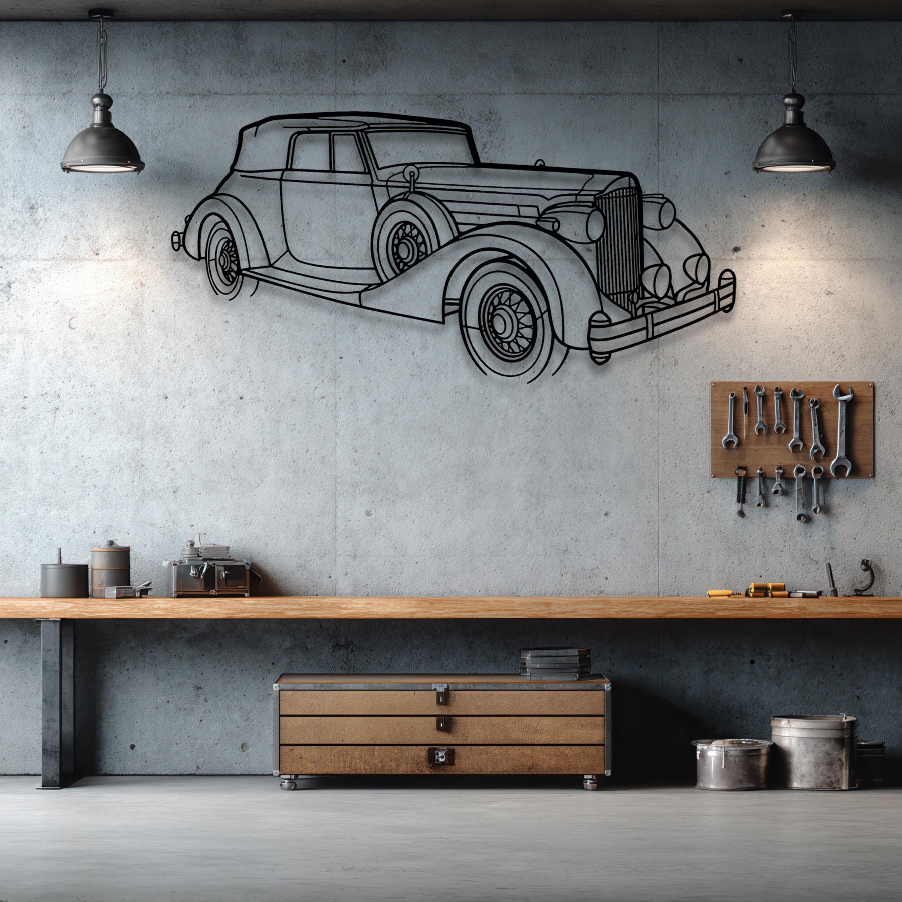 V12 1935 Victoria Angle Silhouette Metal Wall Art