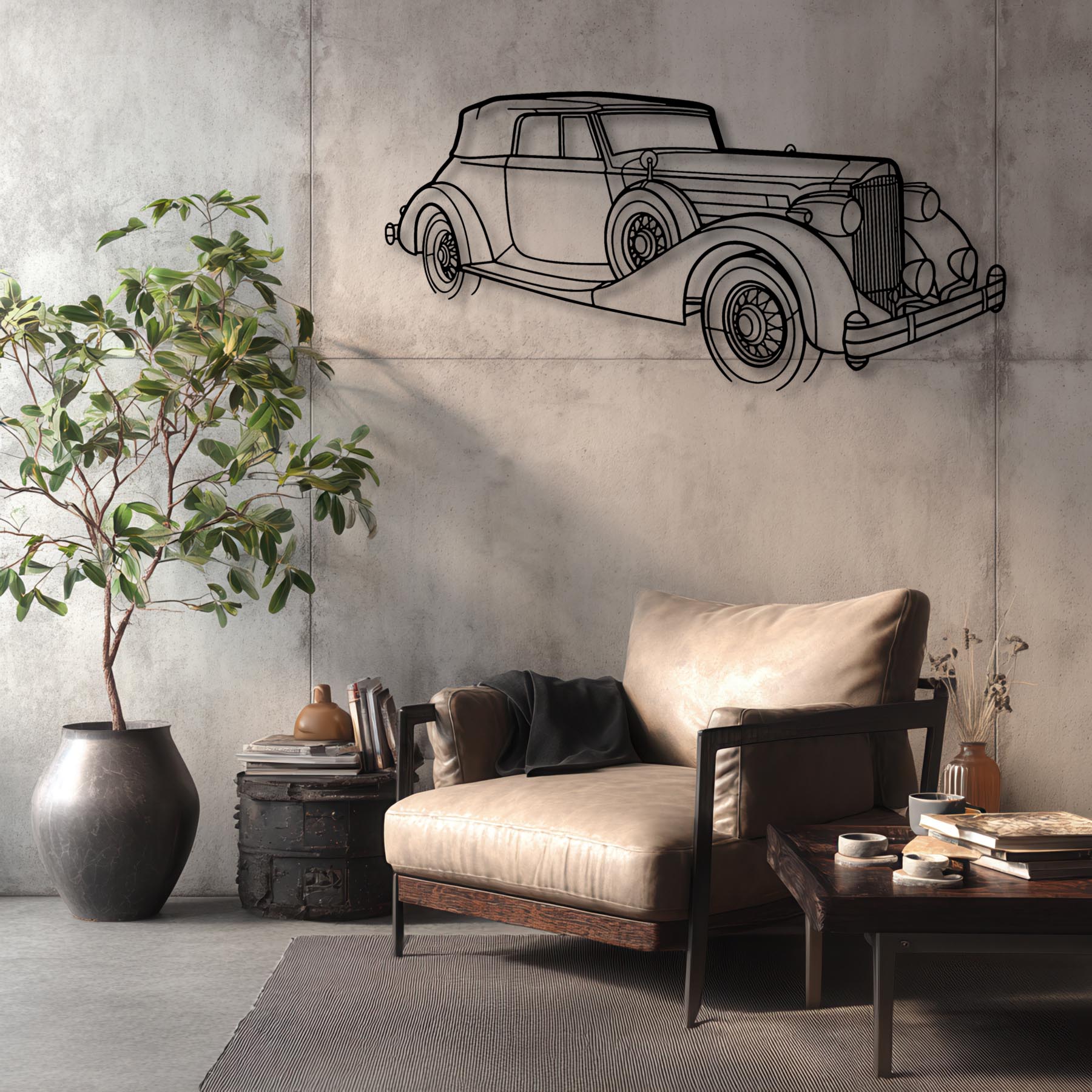 V12 1935 Victoria Angle Silhouette Metal Wall Art