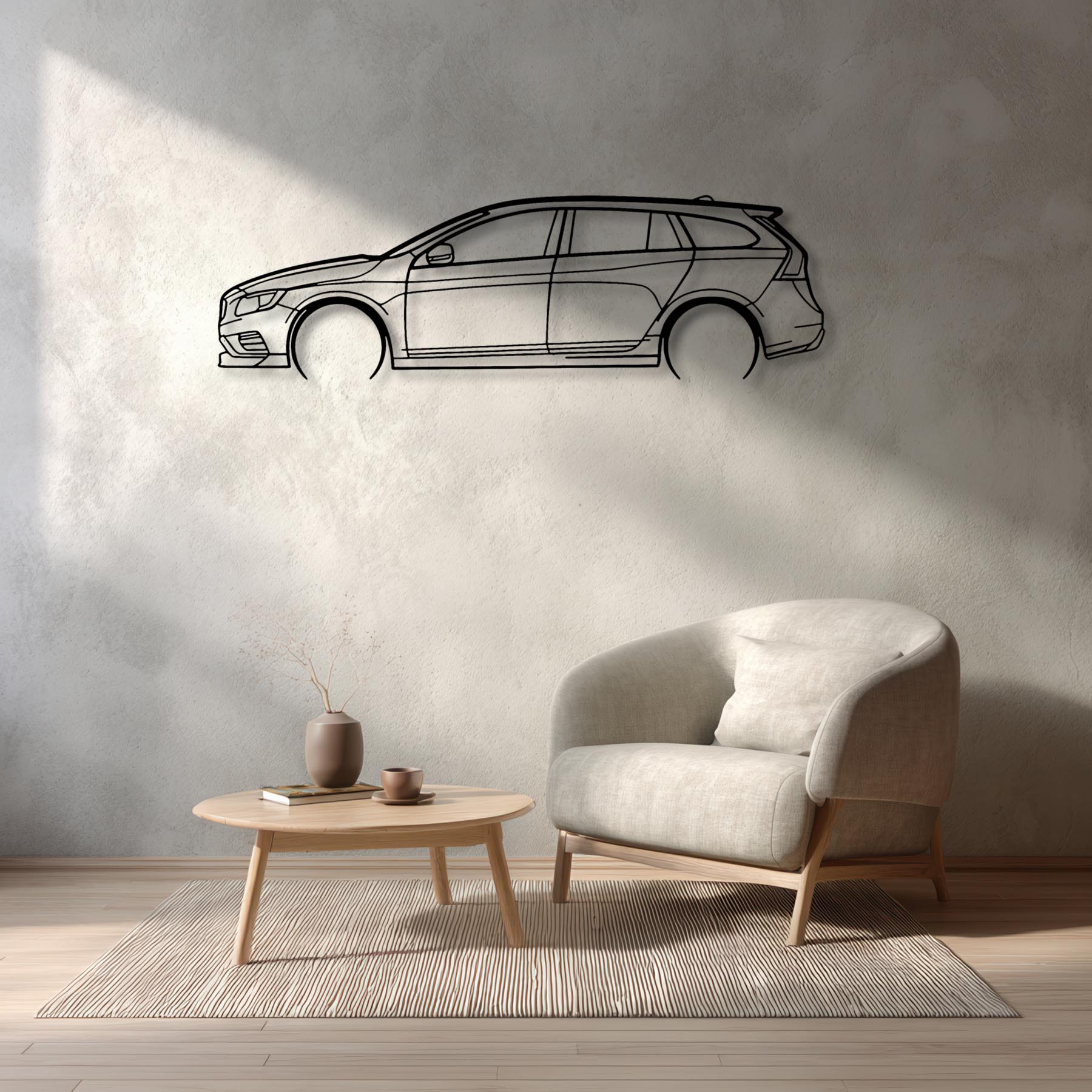 V60 Polestar Detailed Silhouette Metal Wall Art