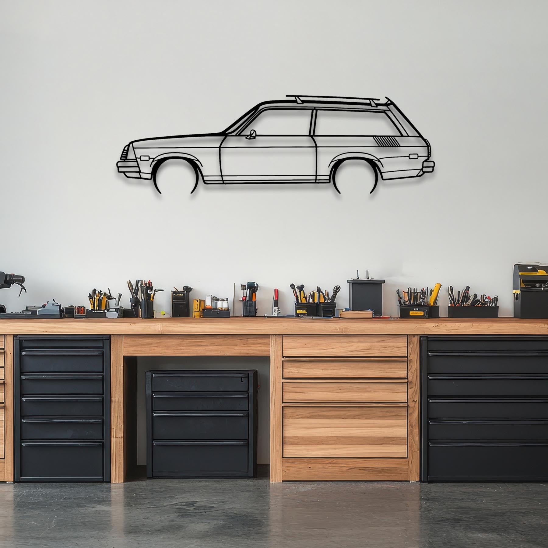 Vega Estate Wagon 1976 Detailed Silhouette Metal Wall Art