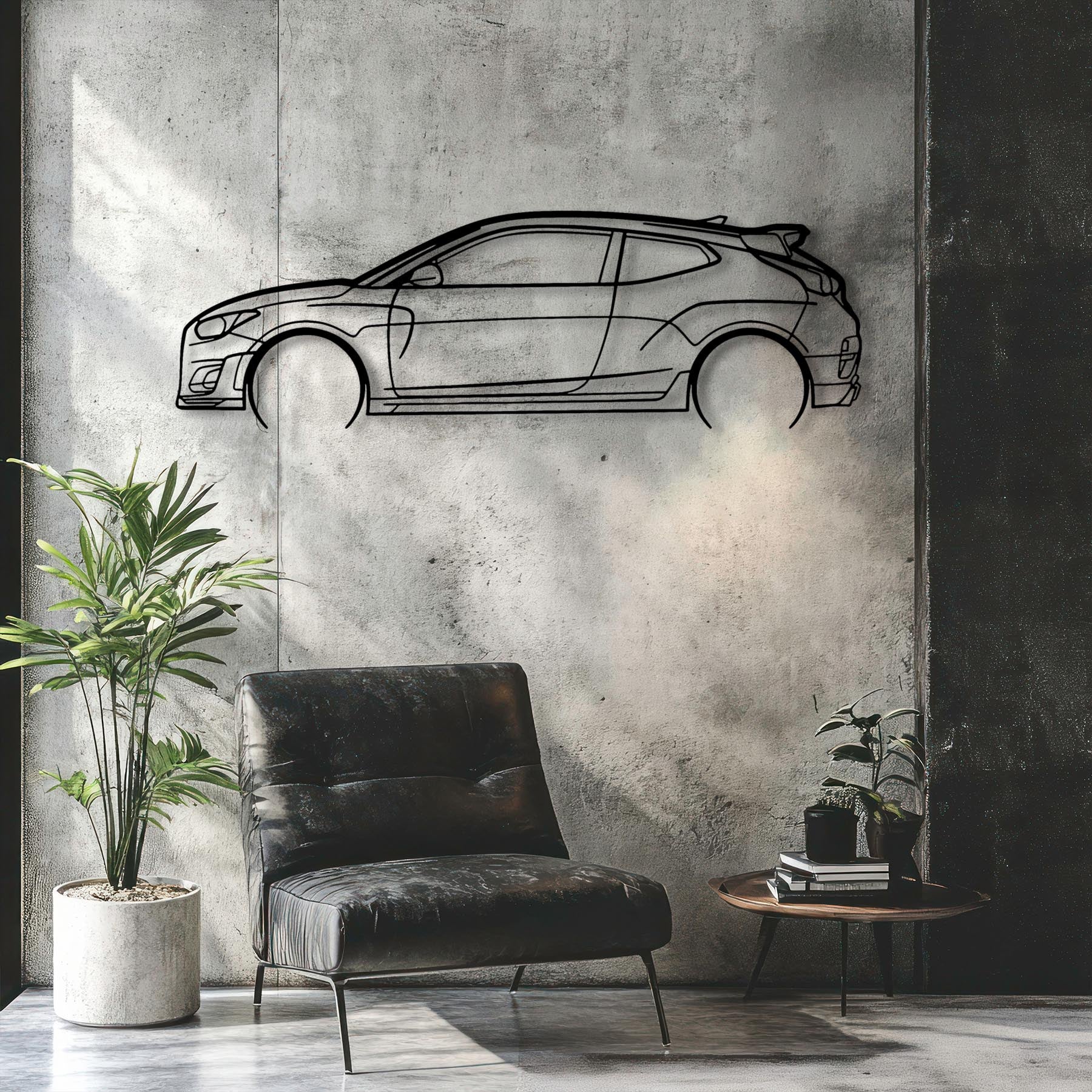 Veloster N Detailed Silhouette Metal Wall Art