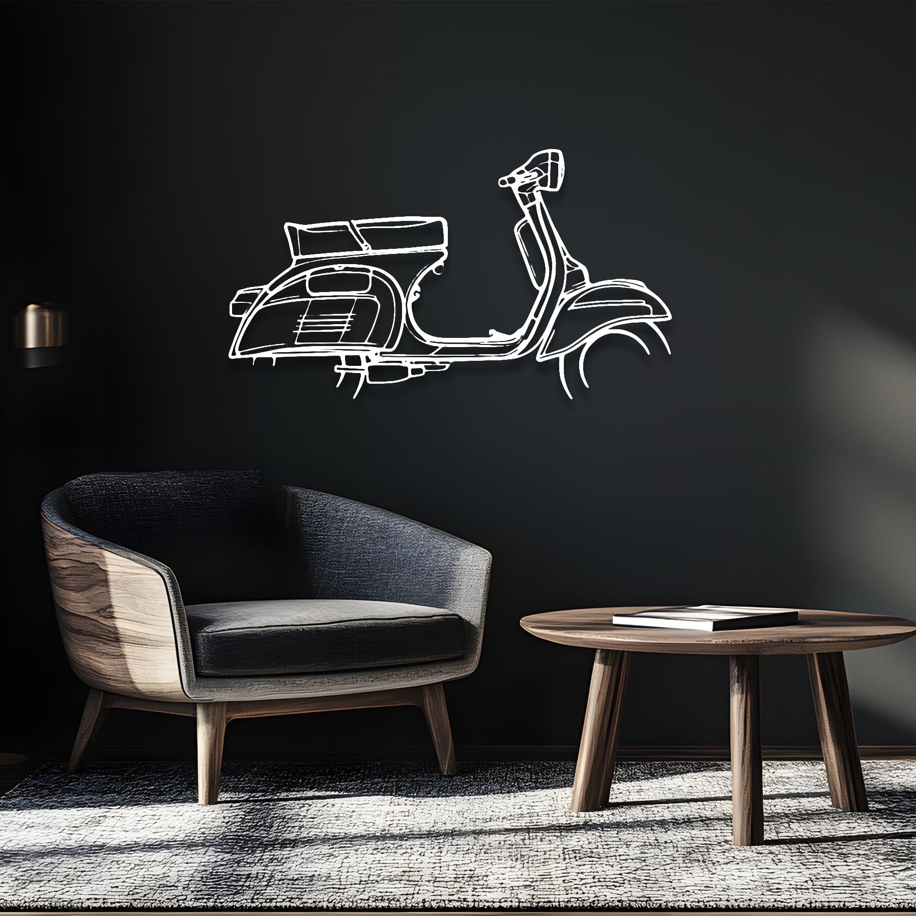 Vespa 1970 Silhouette Metal Wall Art