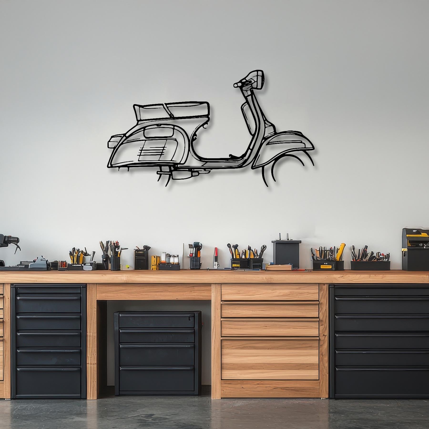 Vespa 1970 Silhouette Metal Wall Art