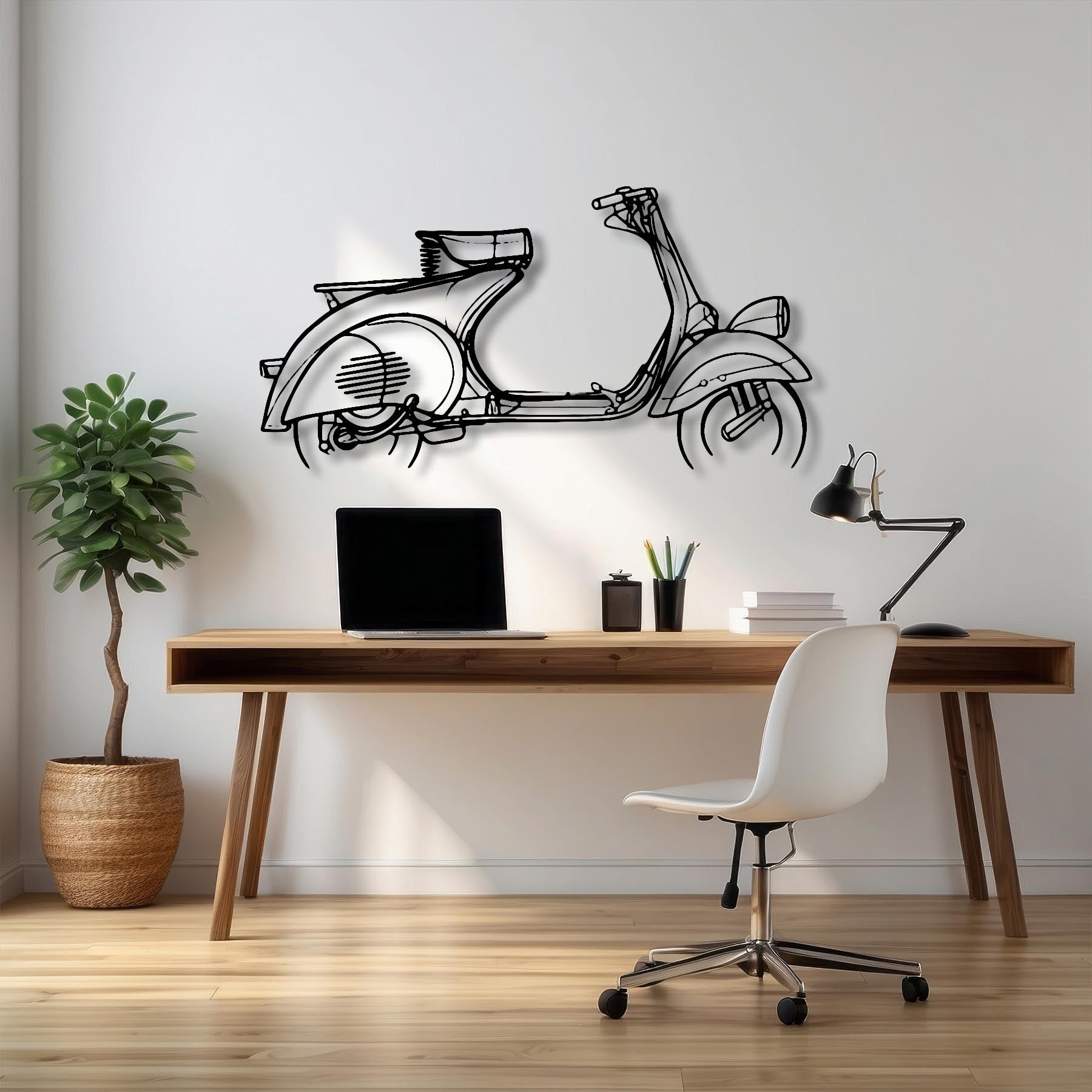 Vespa VN1T 1955 Silhouette Metal Wall Art