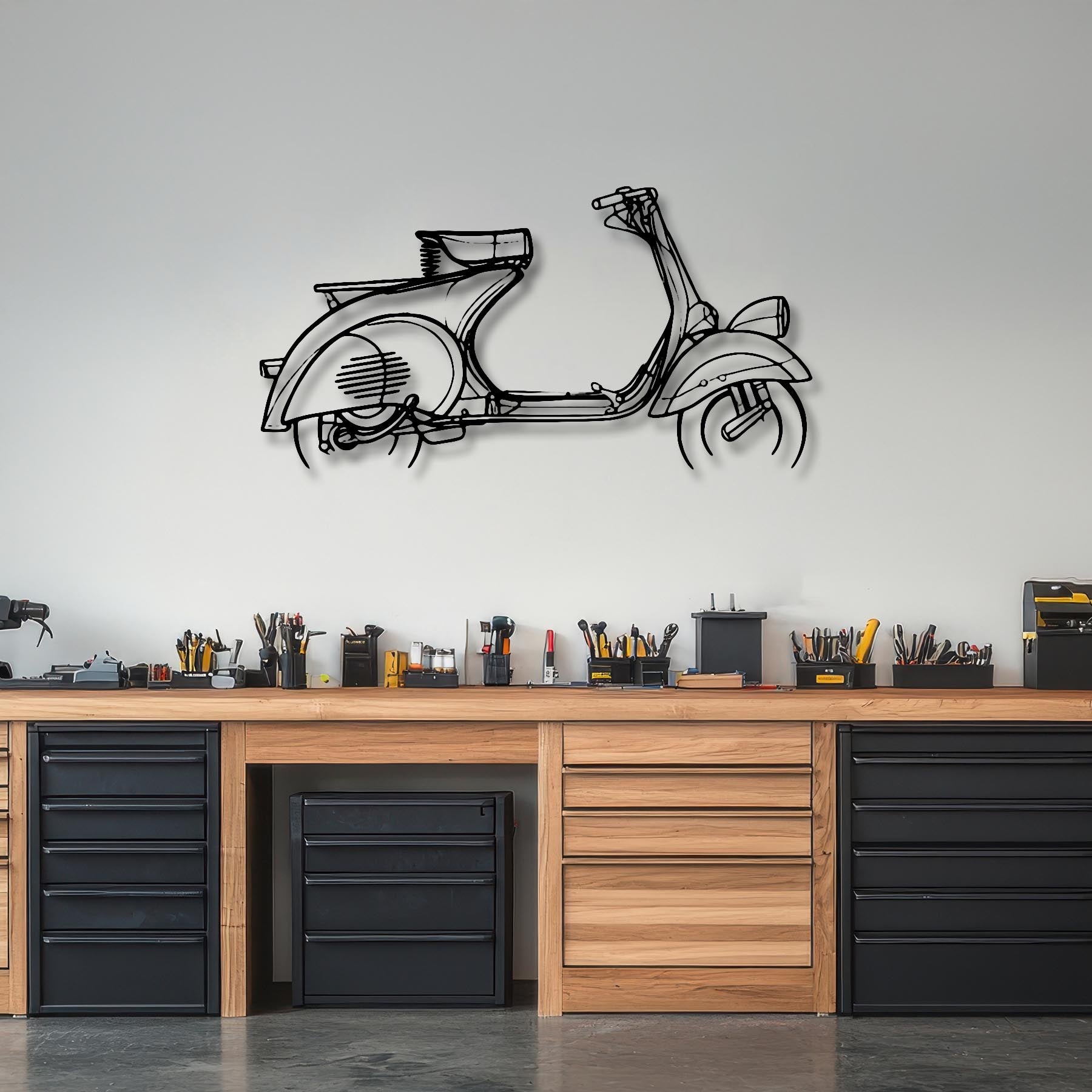 Vespa VN1T 1955 Silhouette Metal Wall Art