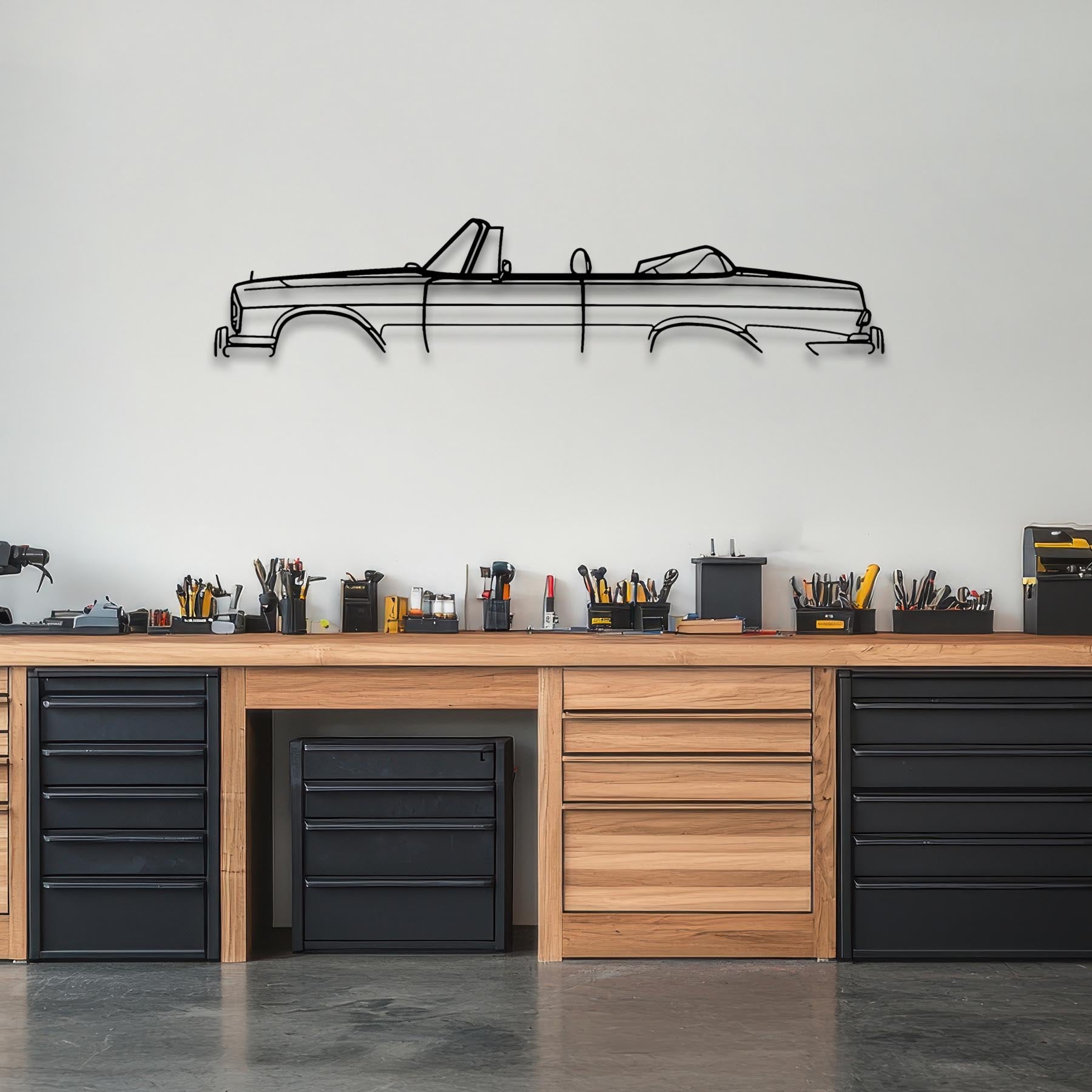 W111 Convertible 1967 Classic Silhouette Metal Wall Art