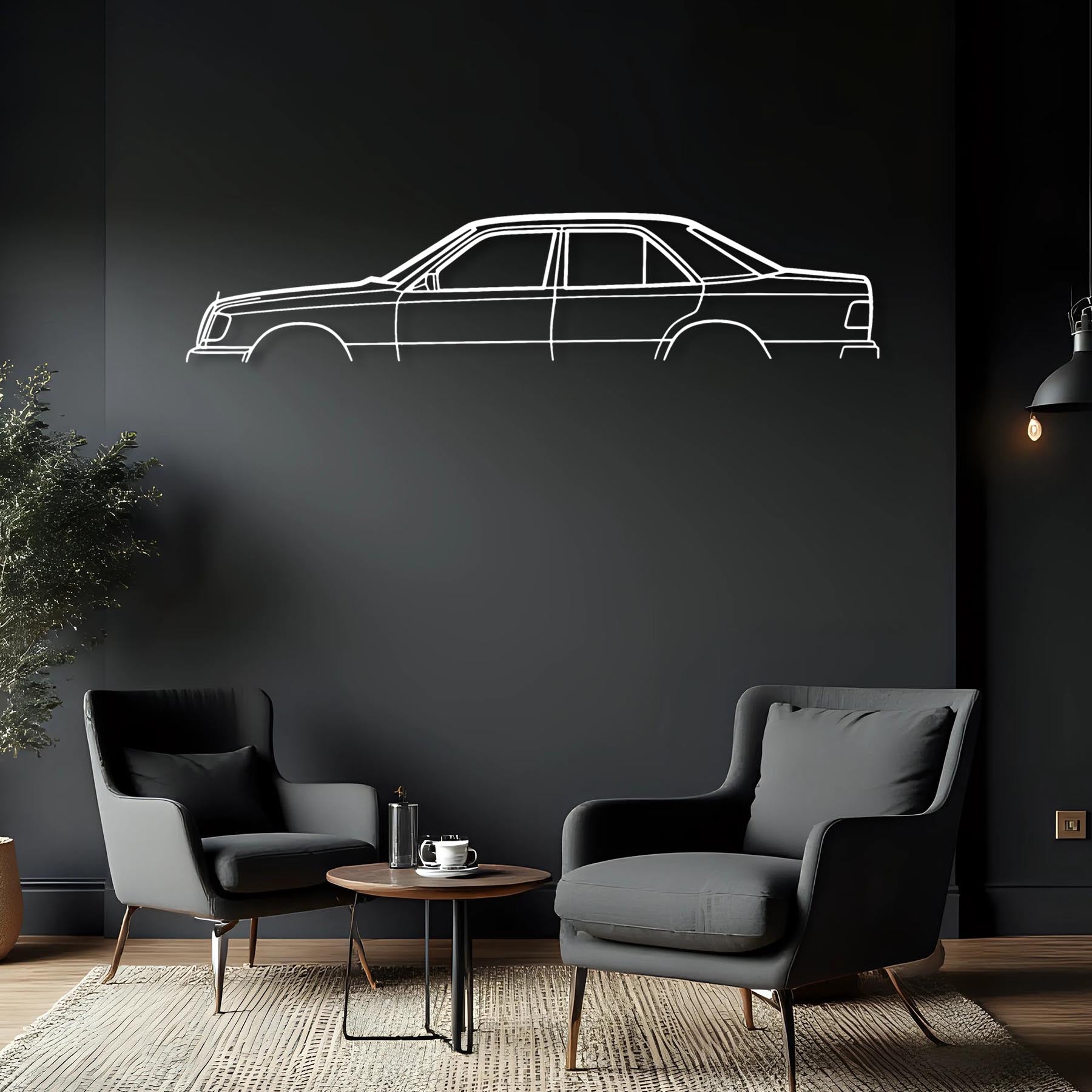 W124 320E 1993 Classic Silhouette Metal Wall Art