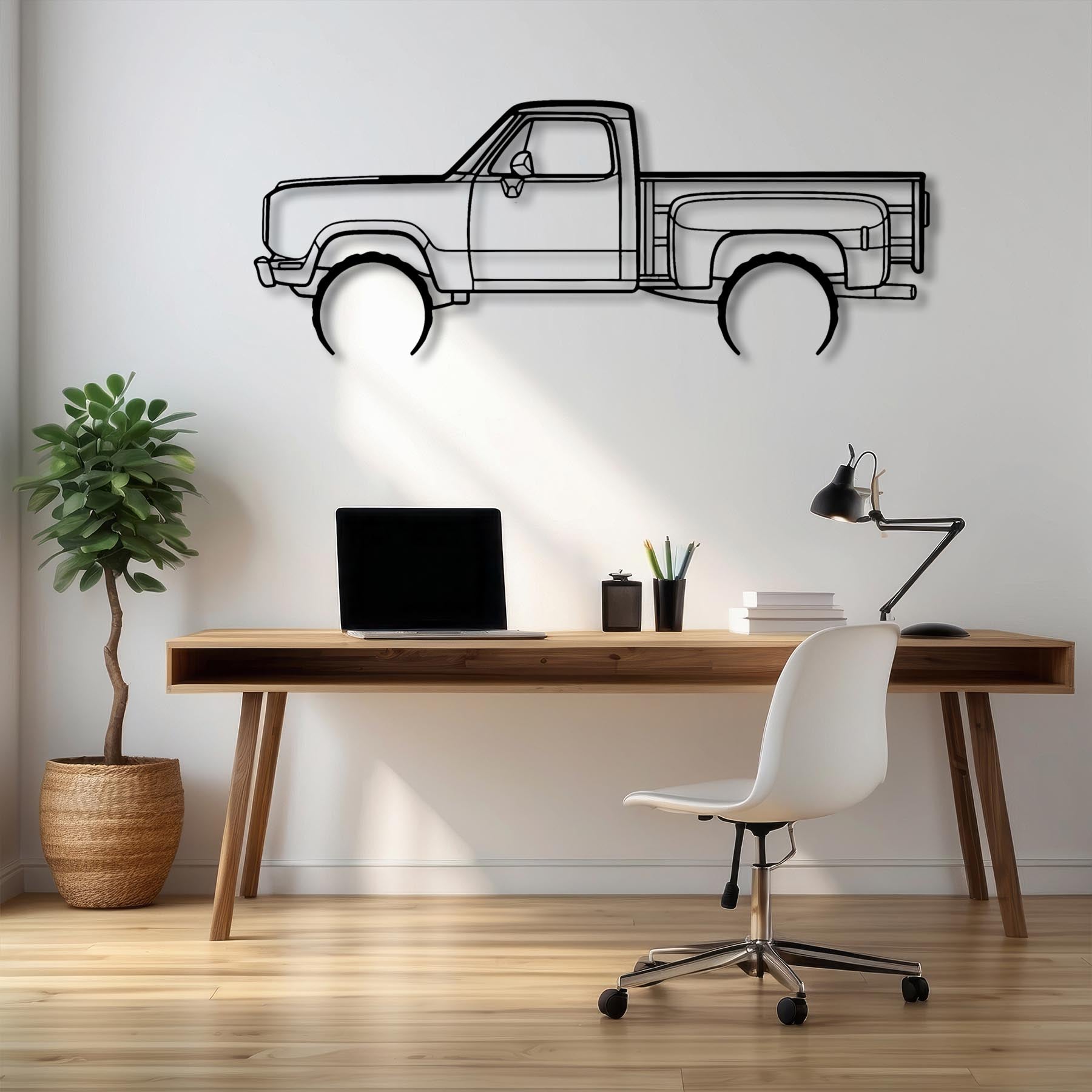 W150 Stepside 1977 Detailed Silhouette Metal Wall Art