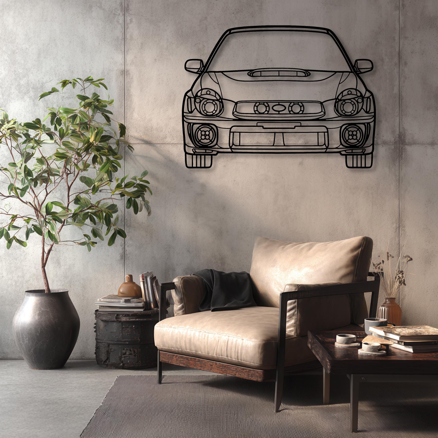 WRX 2002 Front Silhouette Metal Wall Art