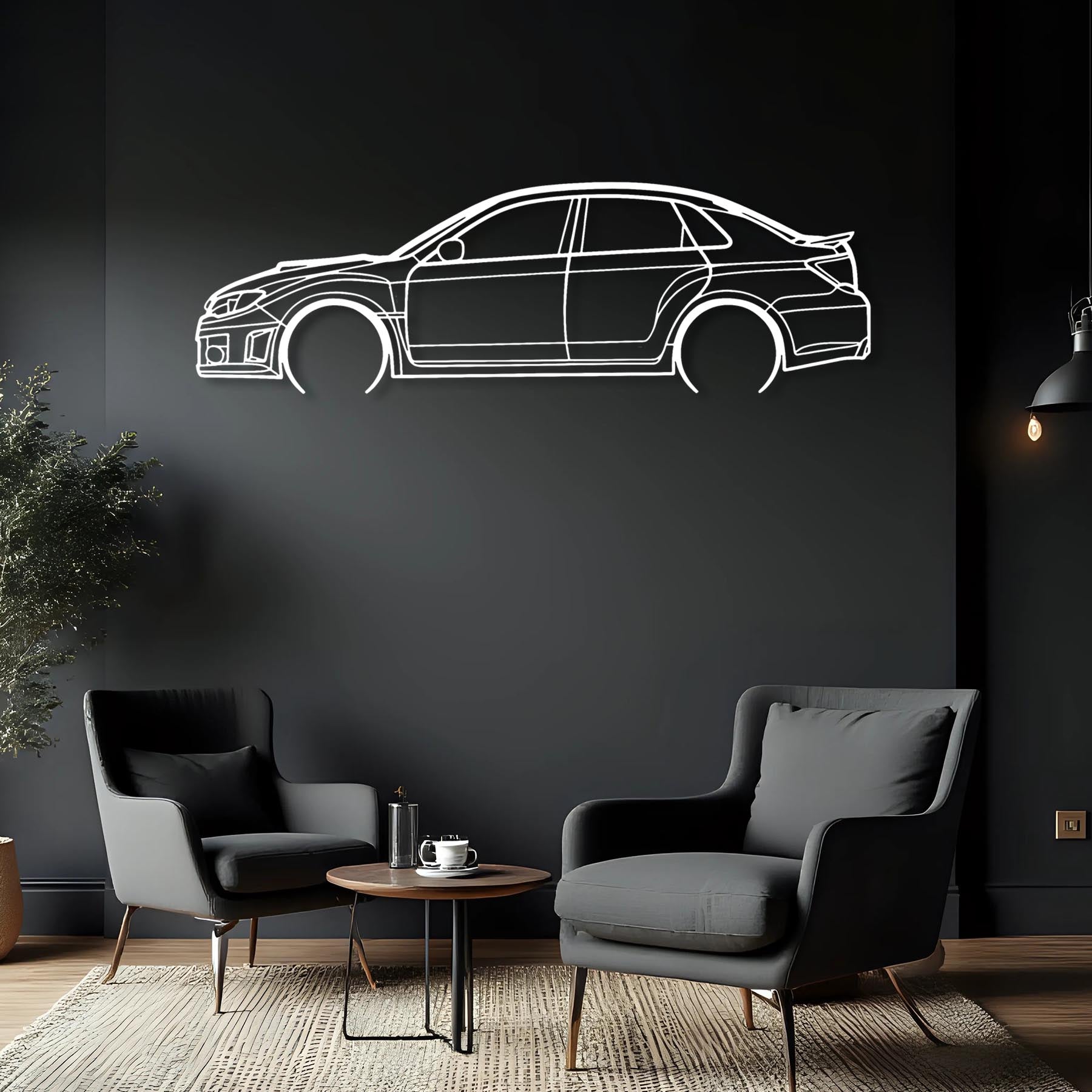 WRX 2012 Sedan Detailed Silhouette Metal Wall Art