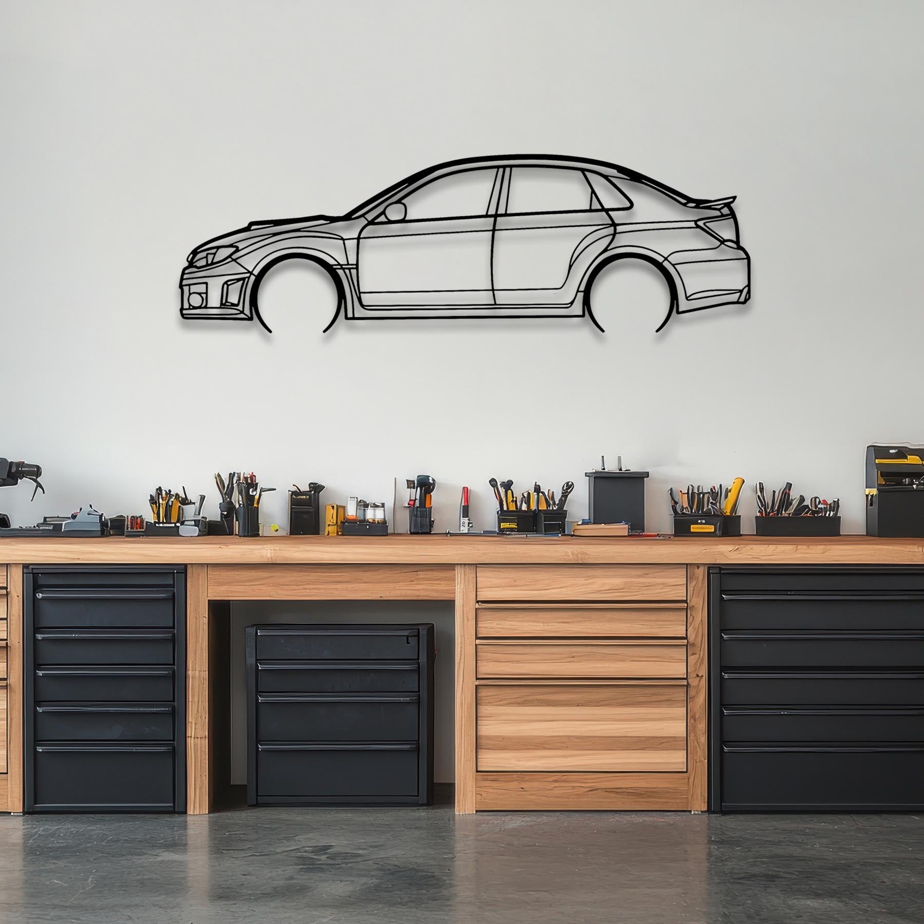 WRX 2012 Sedan Detailed Silhouette Metal Wall Art