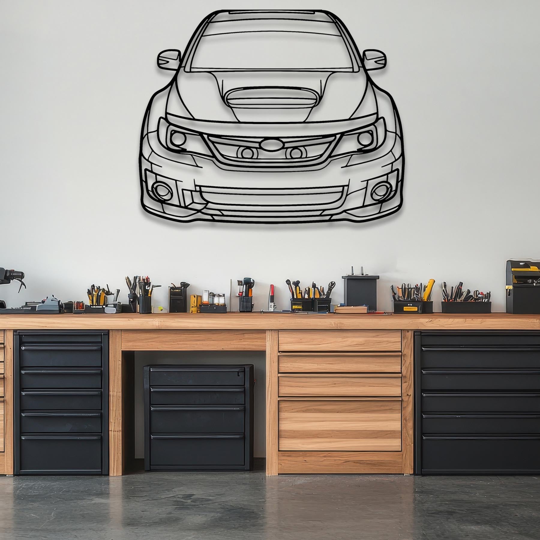 WRX STI 2012 Front Silhouette Metal Wall Art