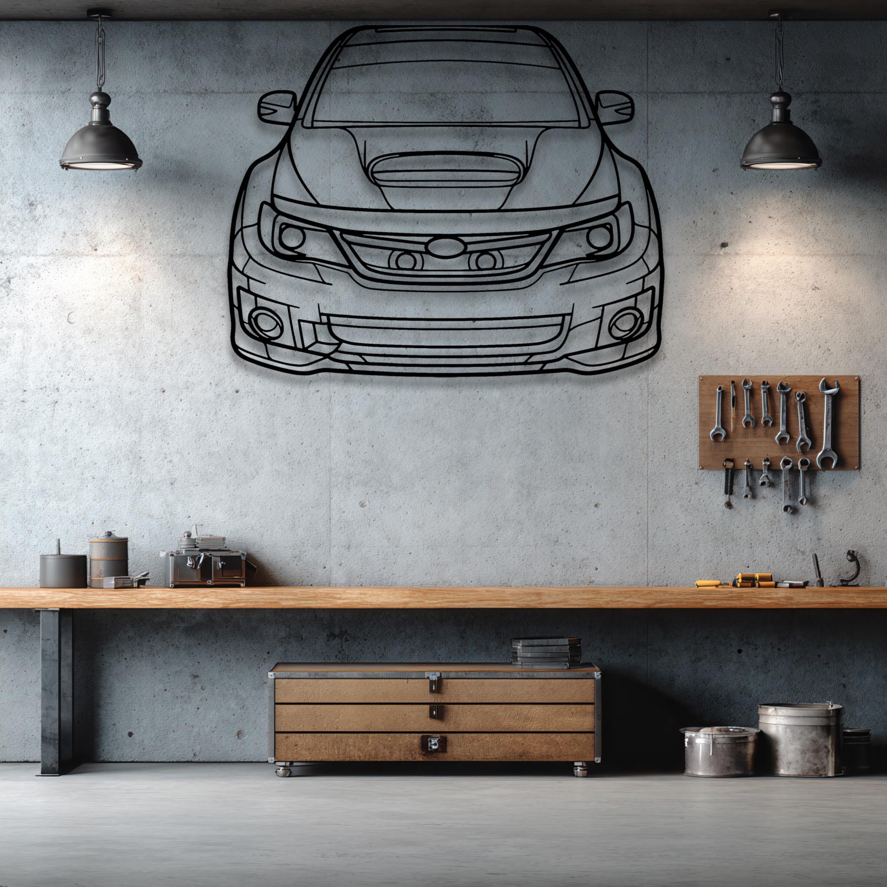 WRX STI 2012 Front Silhouette Metal Wall Art