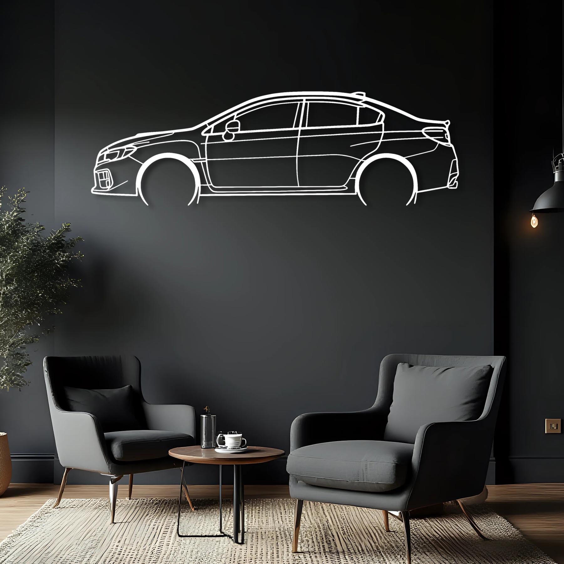 WRX STI 2018 Detailed Silhouette Metal Wall Art