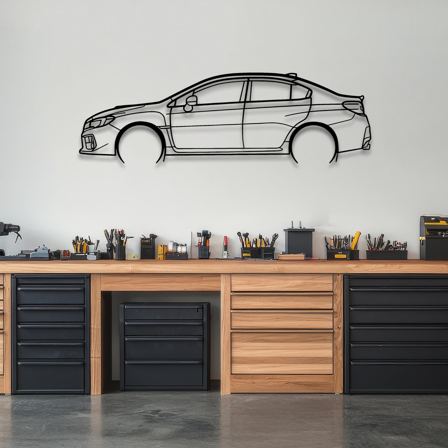 WRX STI 2018 Detailed Silhouette Metal Wall Art