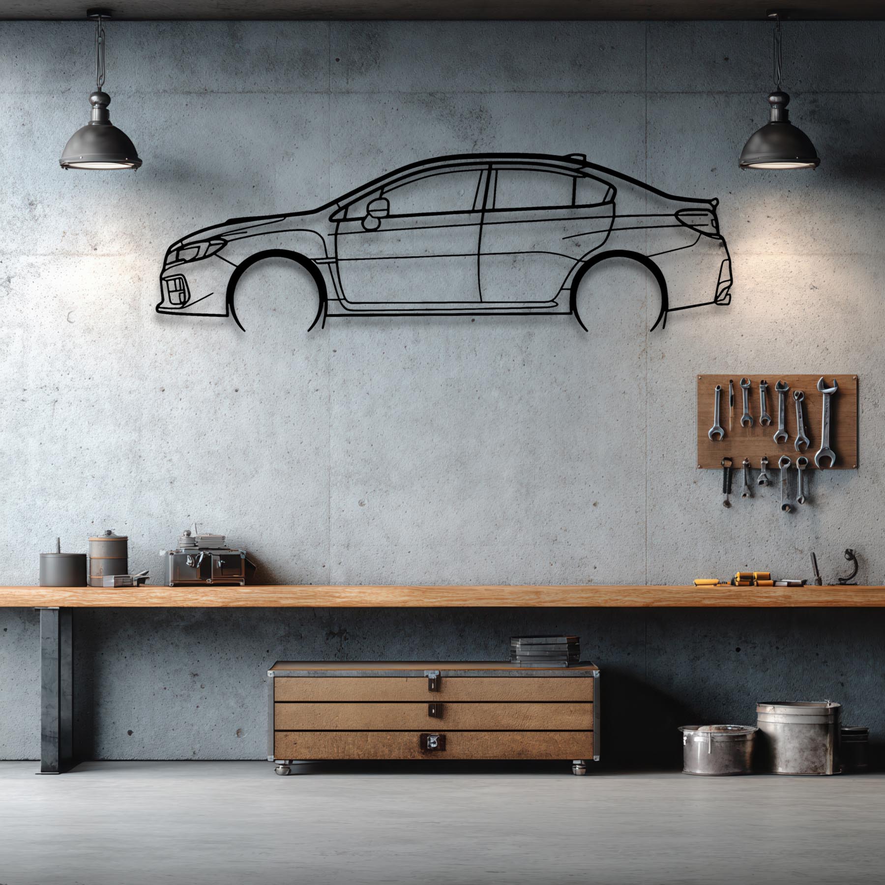 WRX STI 2018 Detailed Silhouette Metal Wall Art